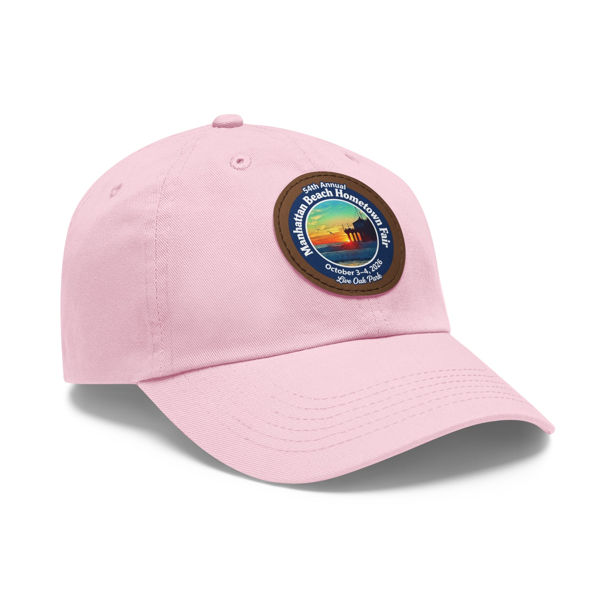 Manhattan Beach Hometown Fair 2026  Beach  Live Oak Park Annual Festival Round Leather Patch Hat