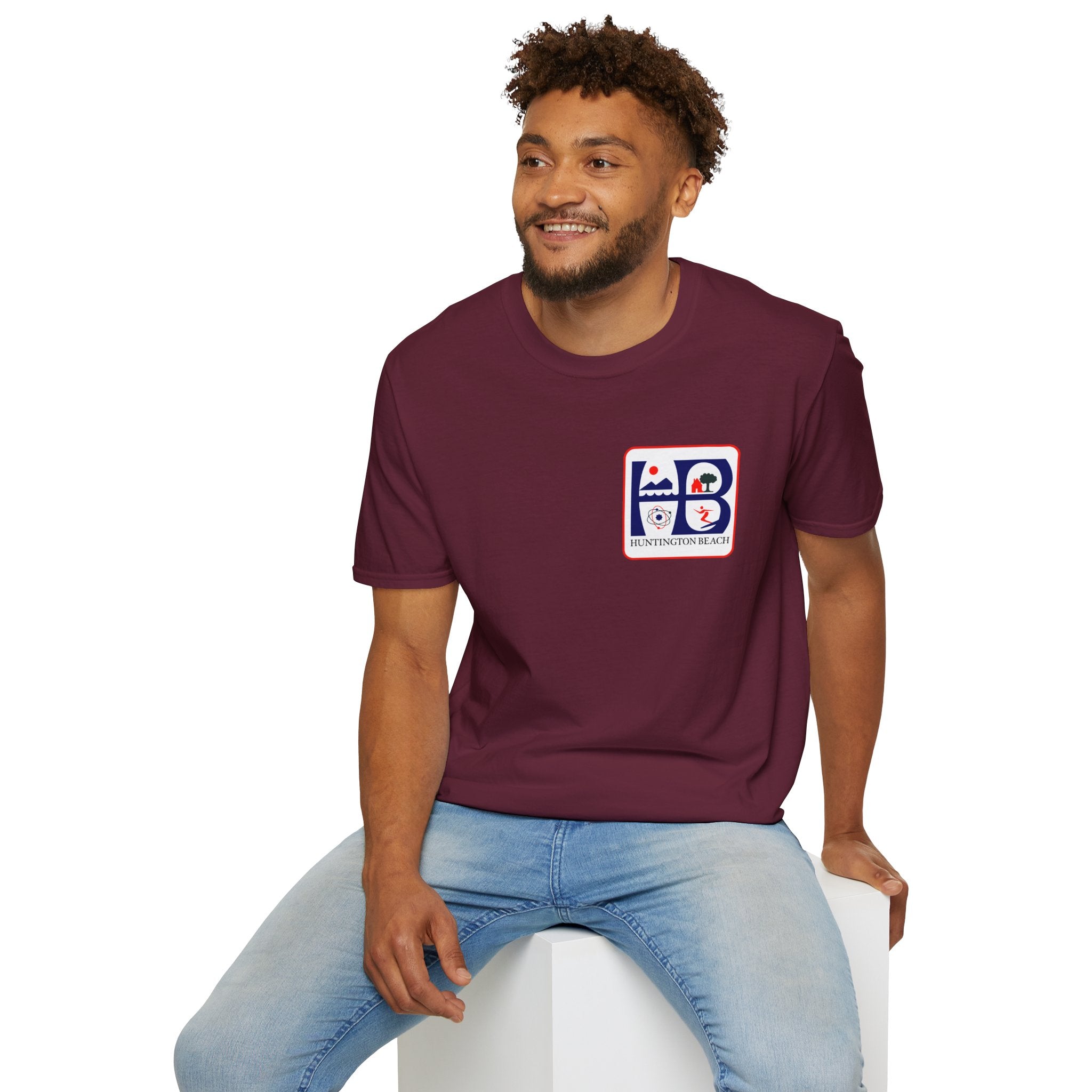 Huntington Beach Retro HB Logo T-Shirt  (printed 3 places)