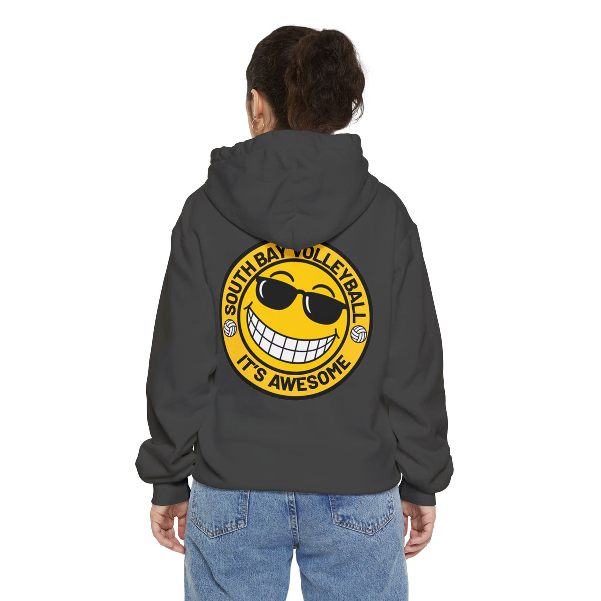 Volleyball Smiley Hoodie — "South Bay Volleyball It's Awesome" Crewneck