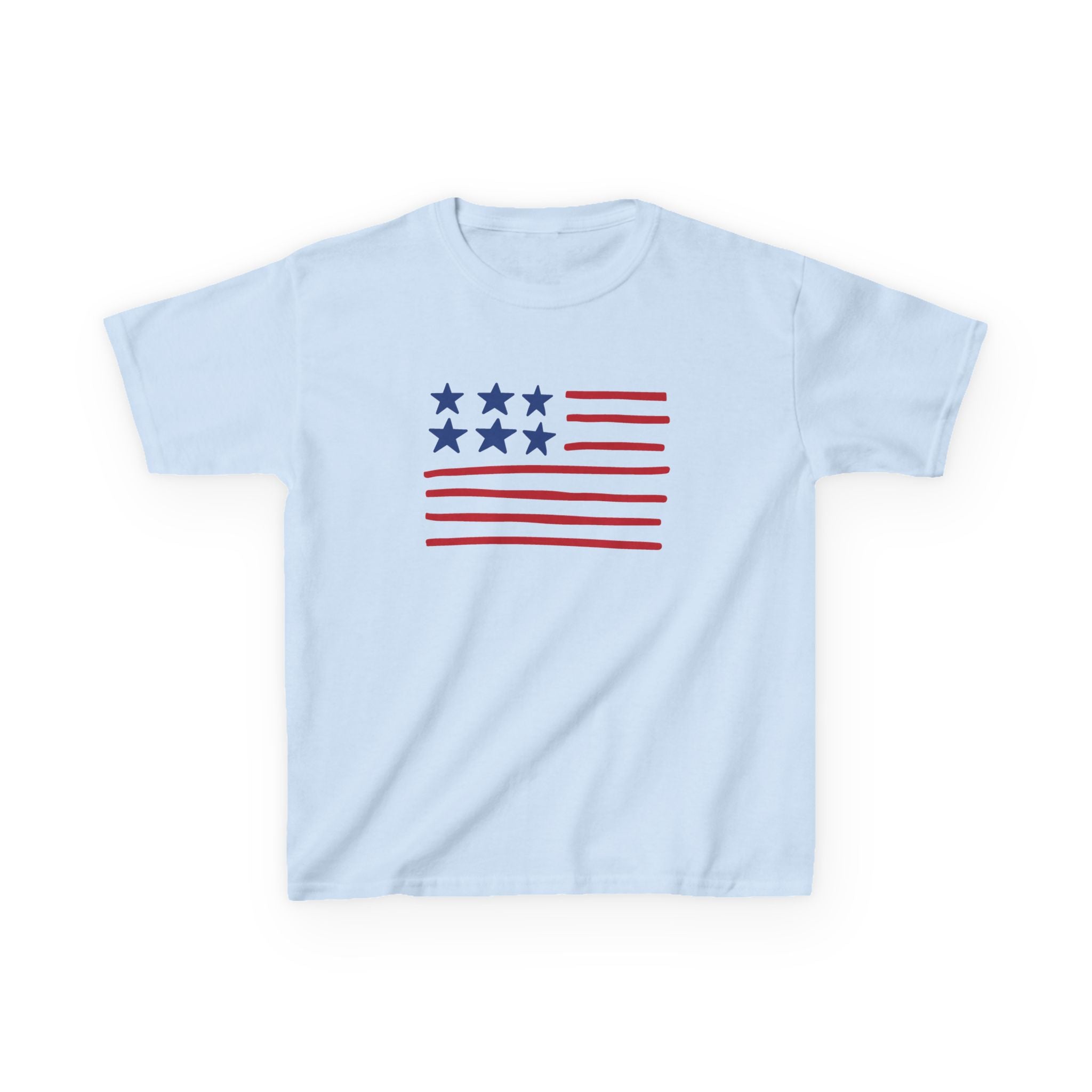 Stars and Stripes  Kids American Flag T-Shirt — Red & Blue Stars Stripe Patriotic Tee