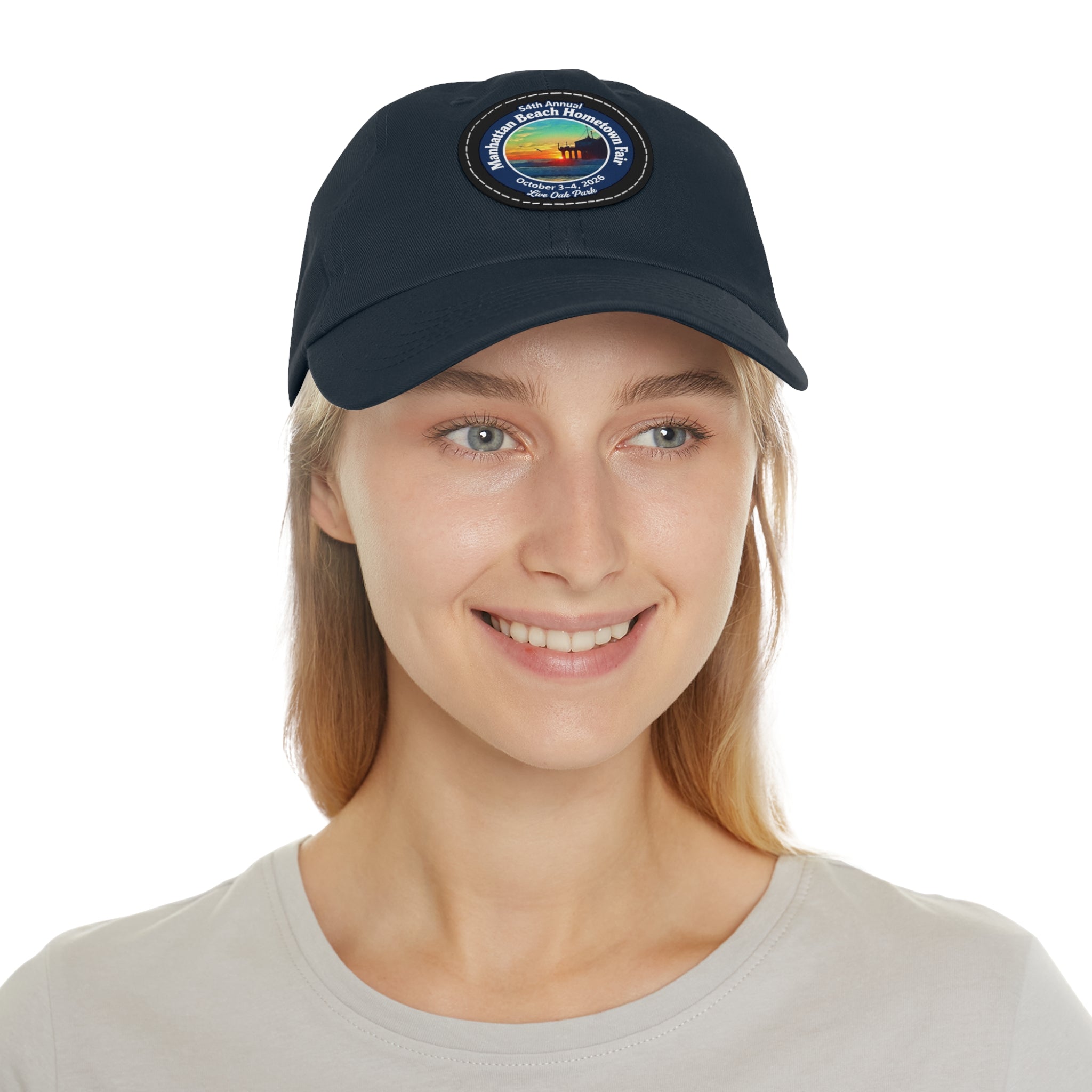 Manhattan Beach Hometown Fair 2026  Beach  Live Oak Park Annual Festival Round Leather Patch Hat