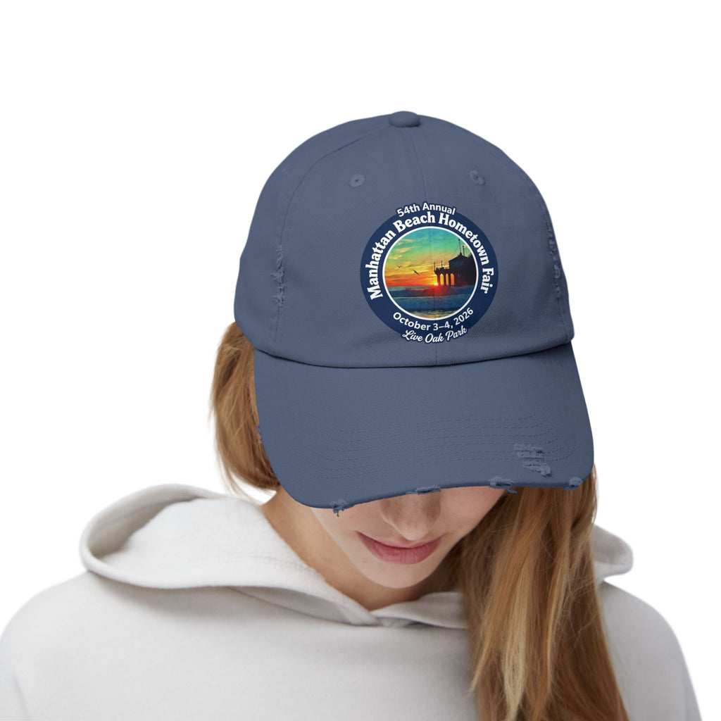 Distressed Baseball Cap - Manhattan Beach Hometown Fair 2026 Sunset Logo