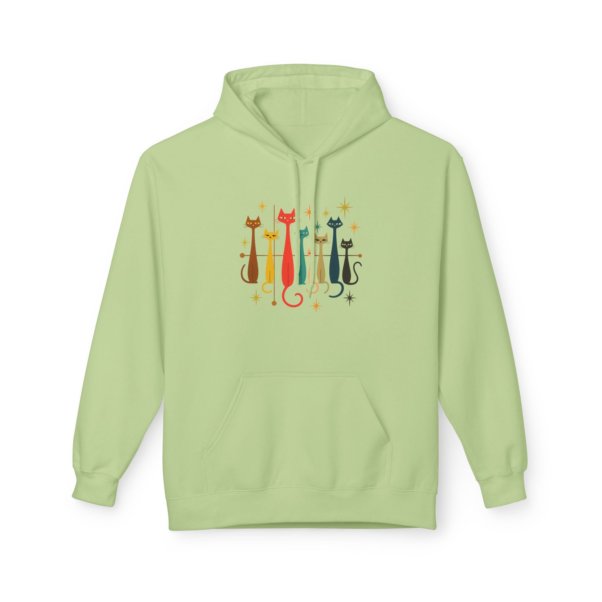 Retro Long Cats hoodie | Colorful Cat Illustration (printed front and back)