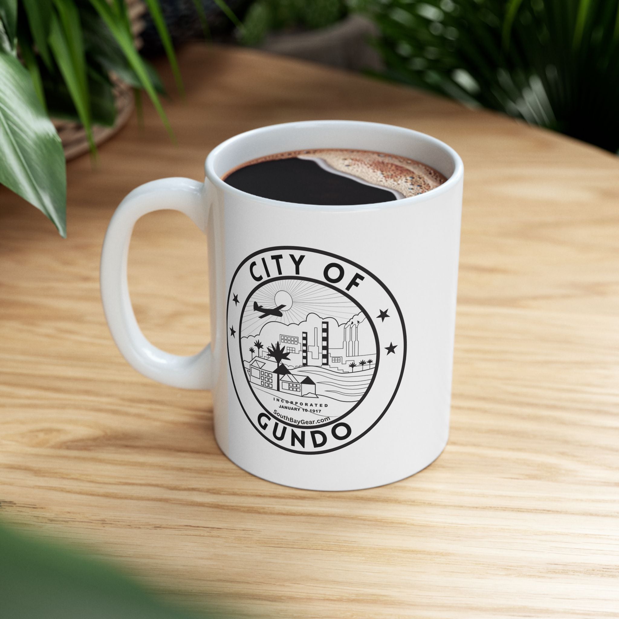 GUNDO Ceramic Mug — City Seal Logo El Segundo Coffee Cup (11oz or 15oz)
