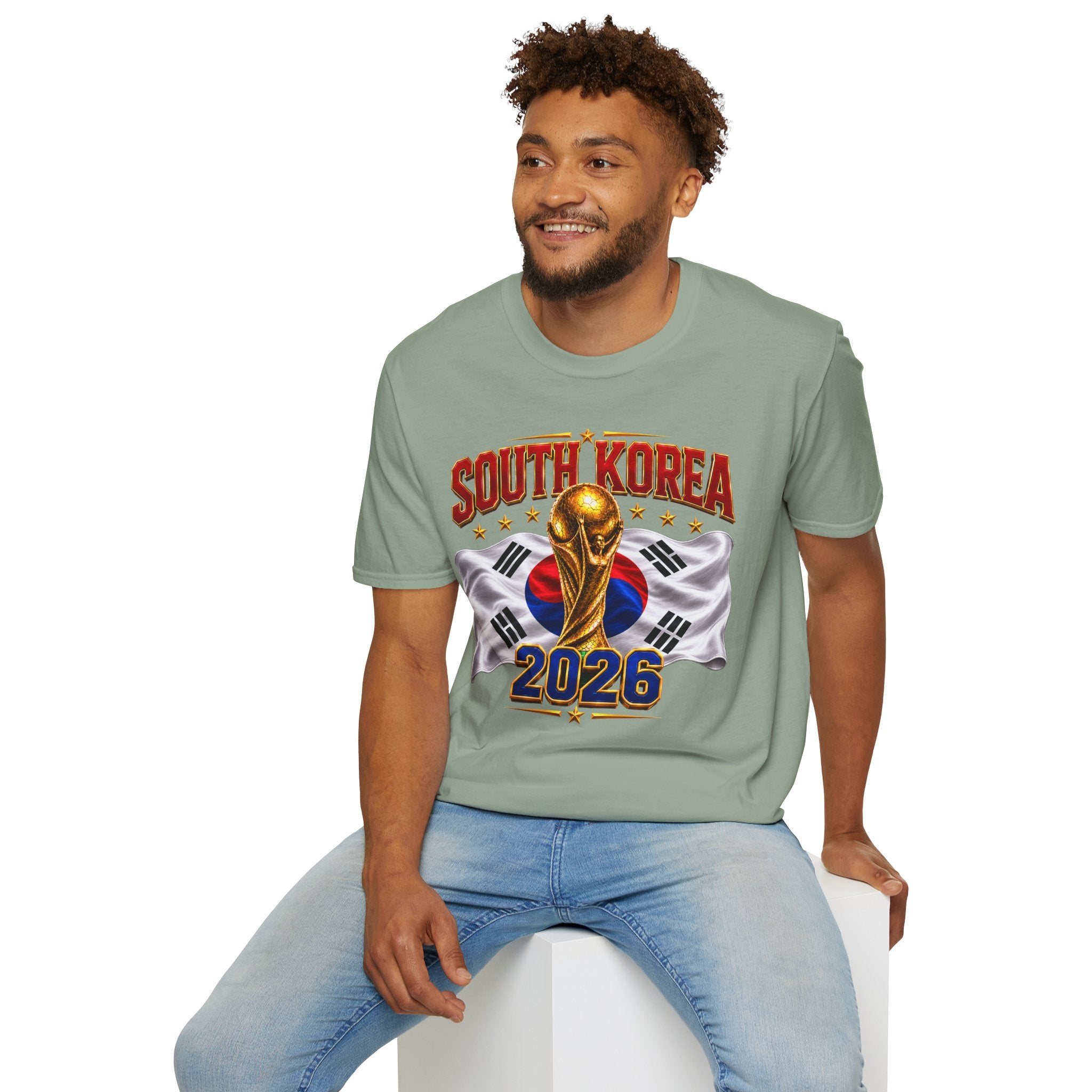 South Korea 2026 Soccer World Cup T-Shirt — Korean Flag & Trophy Football Fan Tee