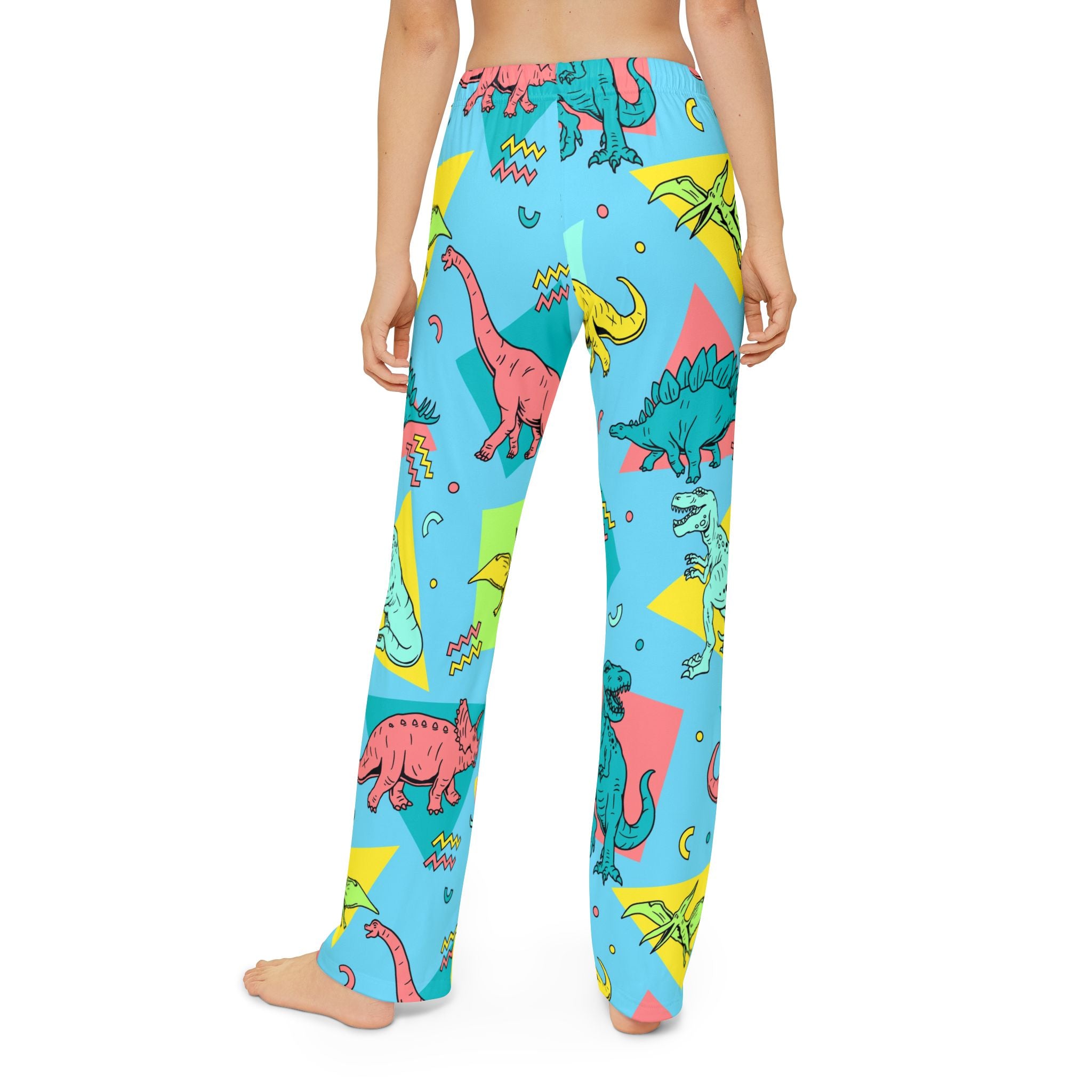 Retro Neon Dinosaur Pattern Kids Lounge Pants | AOP