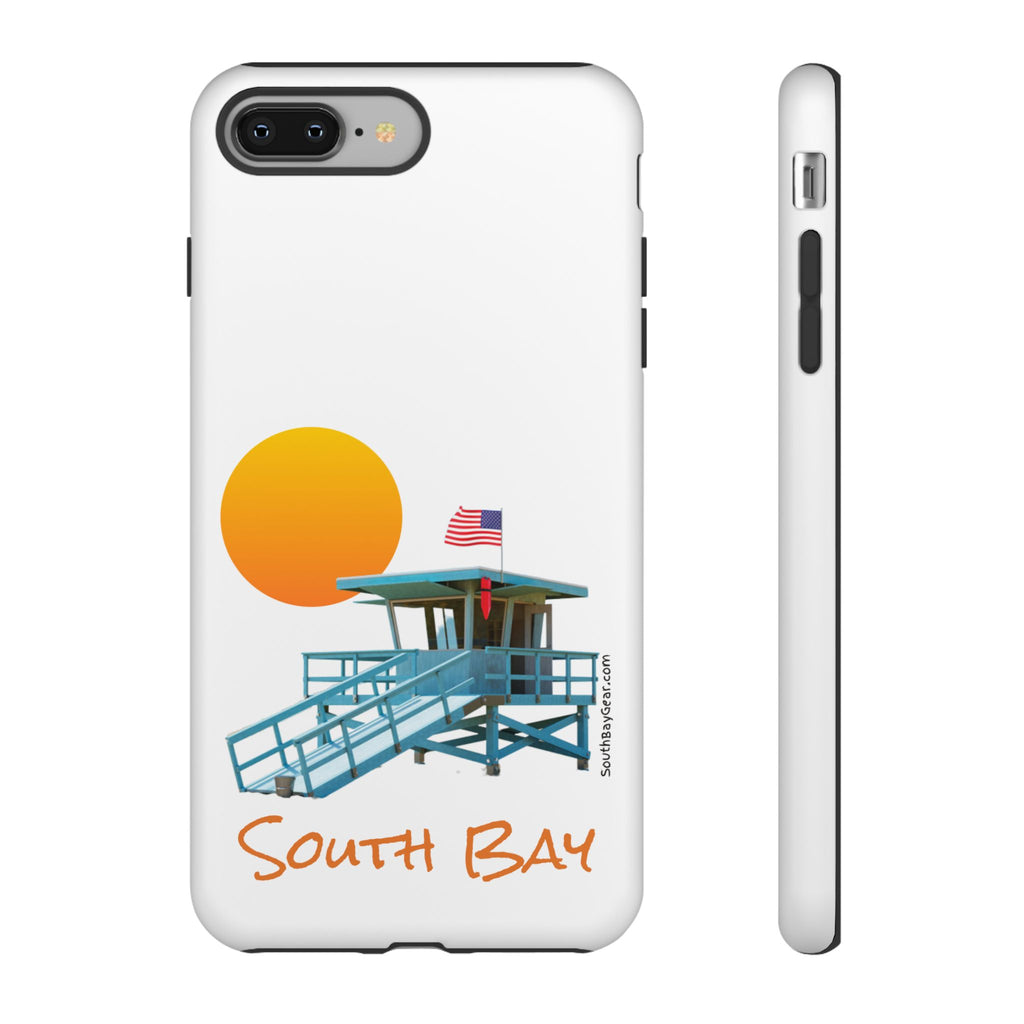 South Bay Lifeguard Stand with American Flag Tough Phone Cases