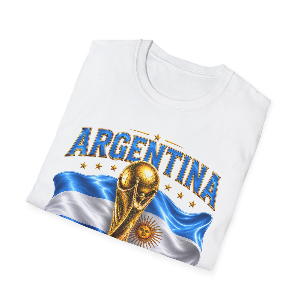 Argentina 2026 World Cup T-Shirt — Golden Trophy & Flag Soccer Fan Tee