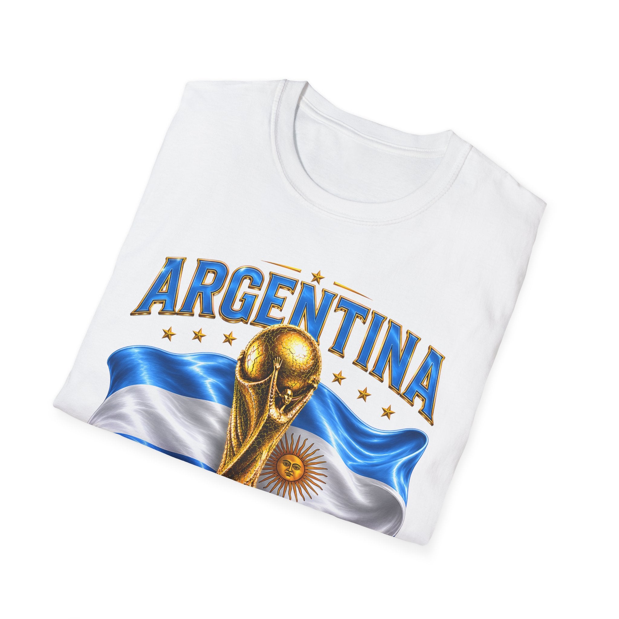 Argentina 2026 World Cup T-Shirt — Golden Trophy & Flag Soccer Fan Tee