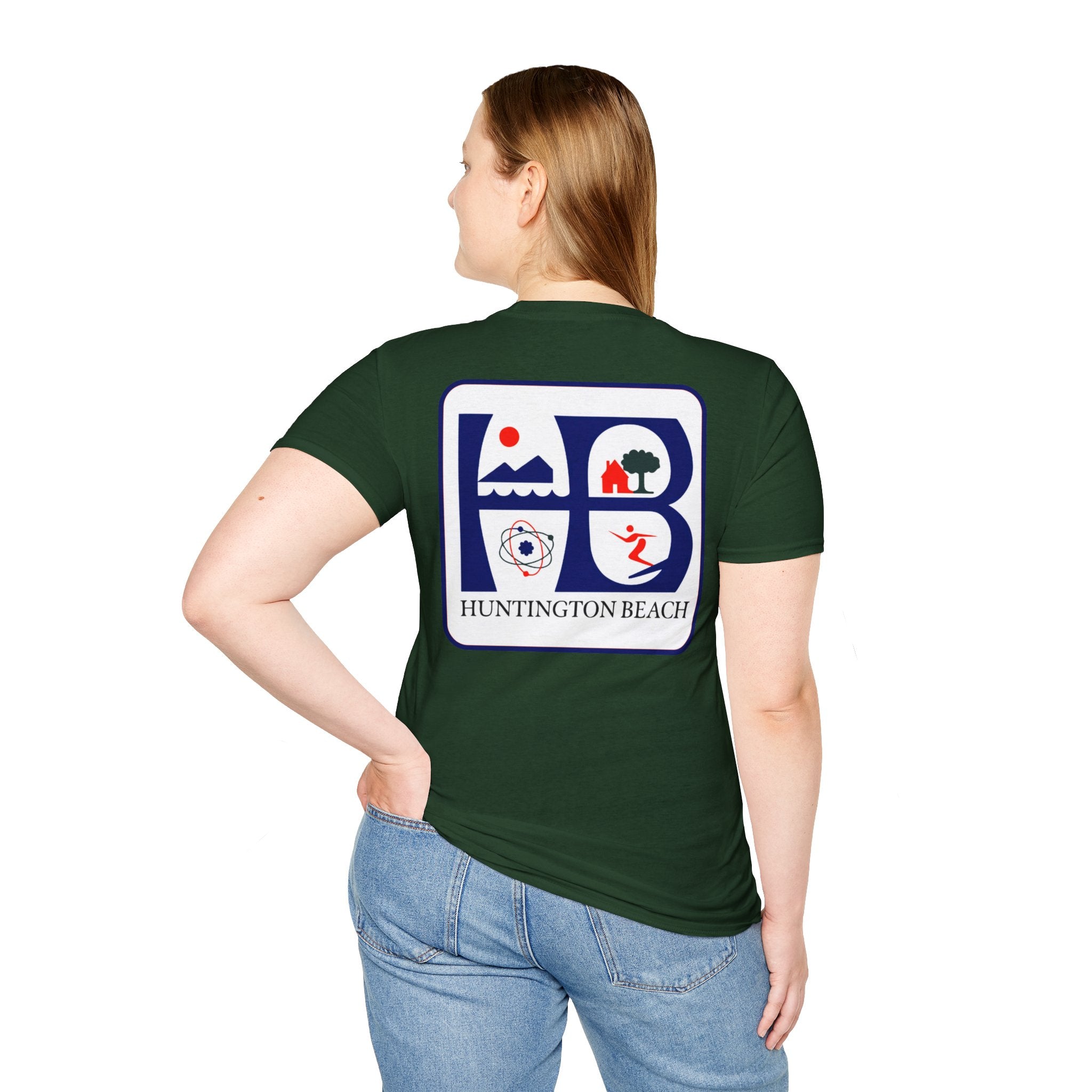 Huntington Beach Retro Logo T-Shirt — HB Surf & Sunset Tee (printed 3 side)