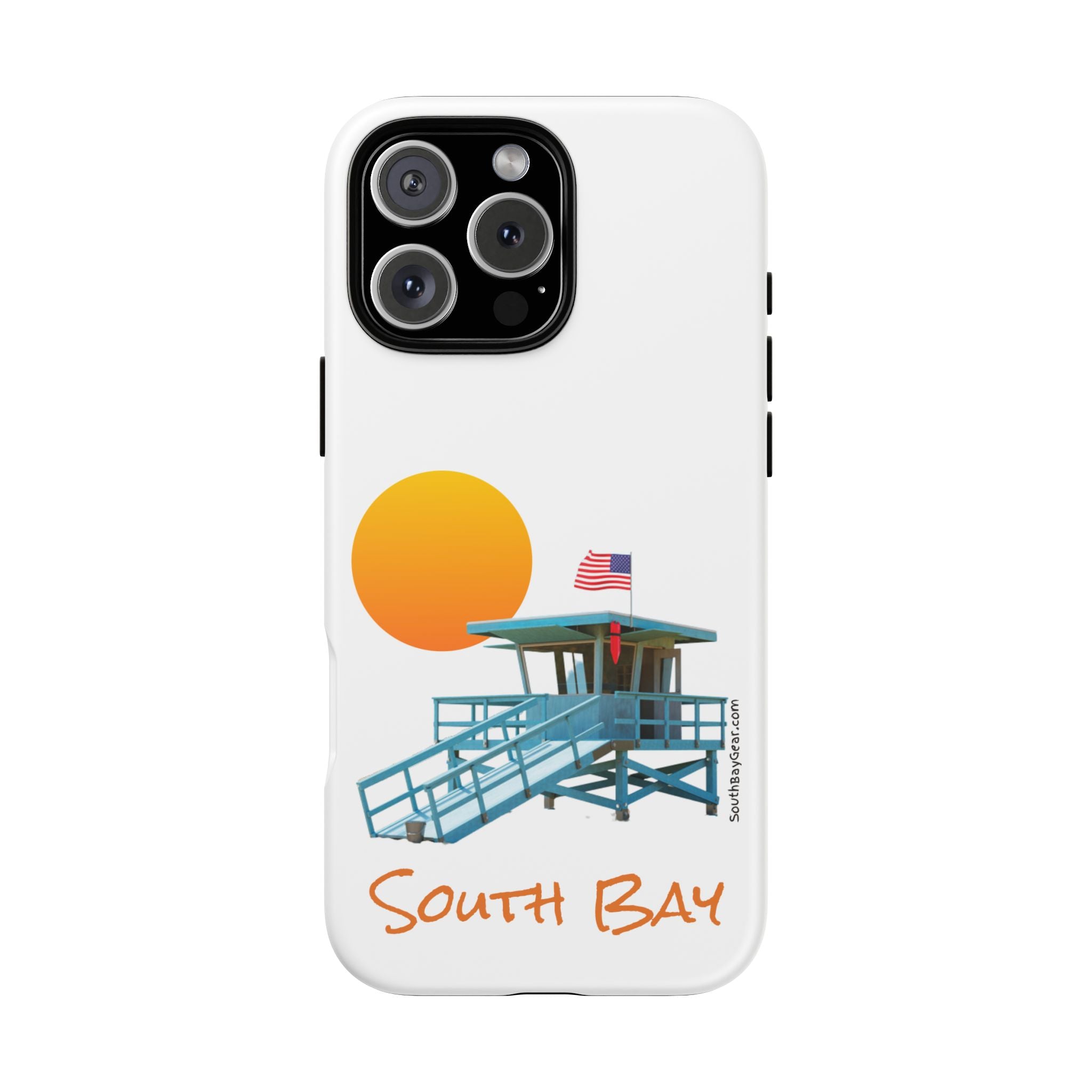 South Bay Lifeguard Stand with American Flag Tough Phone Cases