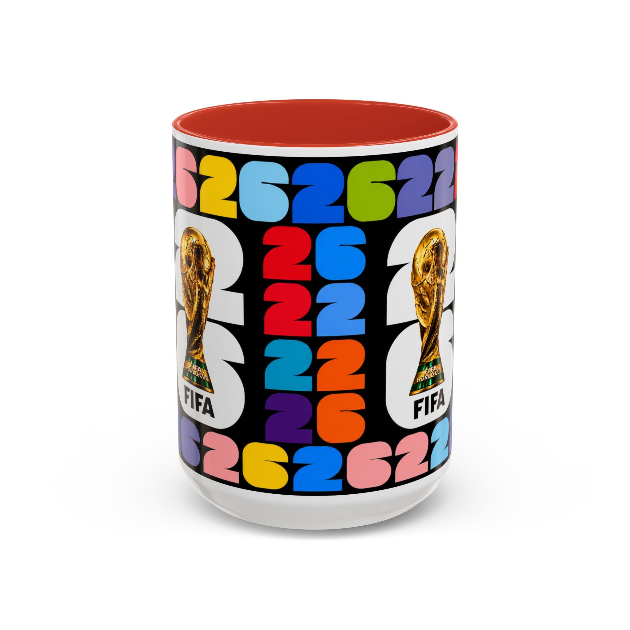2026 World Cup Accent Coffee Mug – Colorful FIFA Trophy Design (11/15oz)