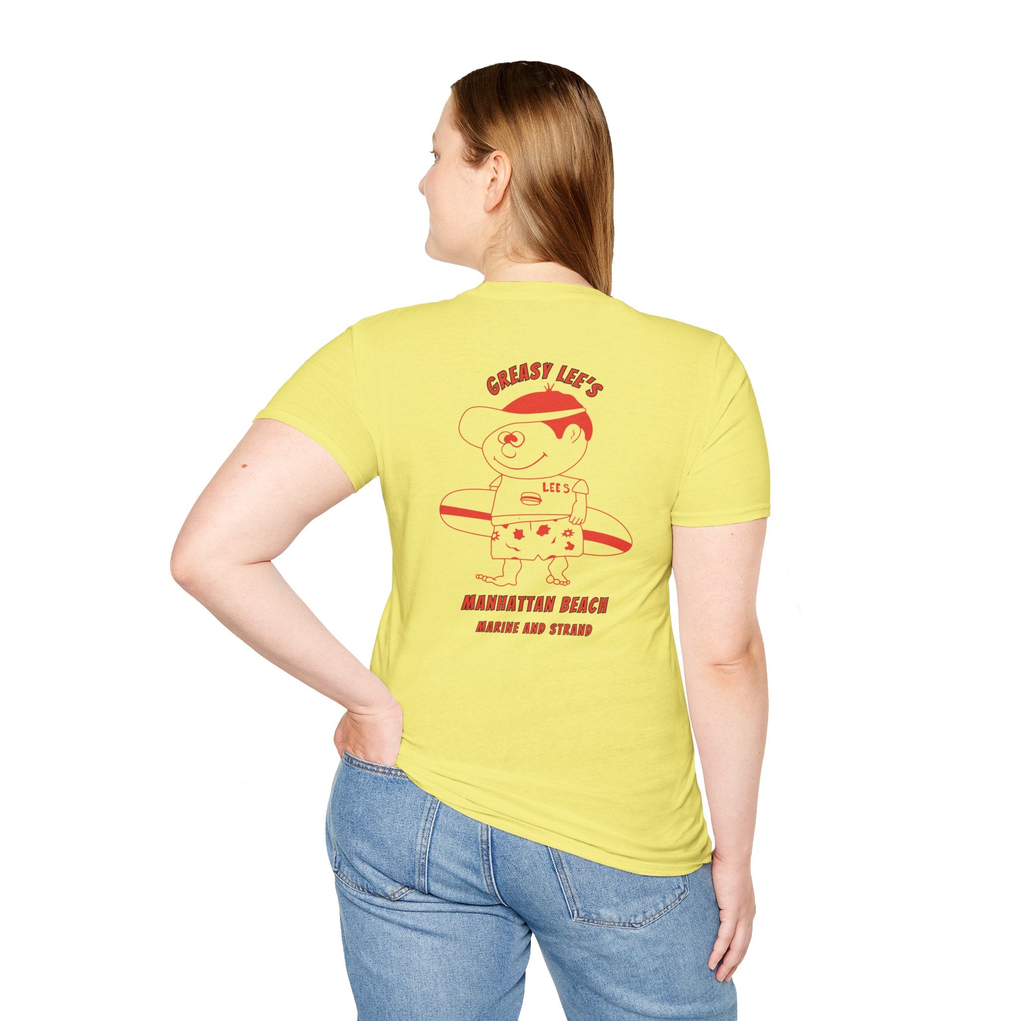Greasy Lee's Manhattan Beach Old School T-Shirt | Marine and Strand Manhattan Beach Vintage Surf Design