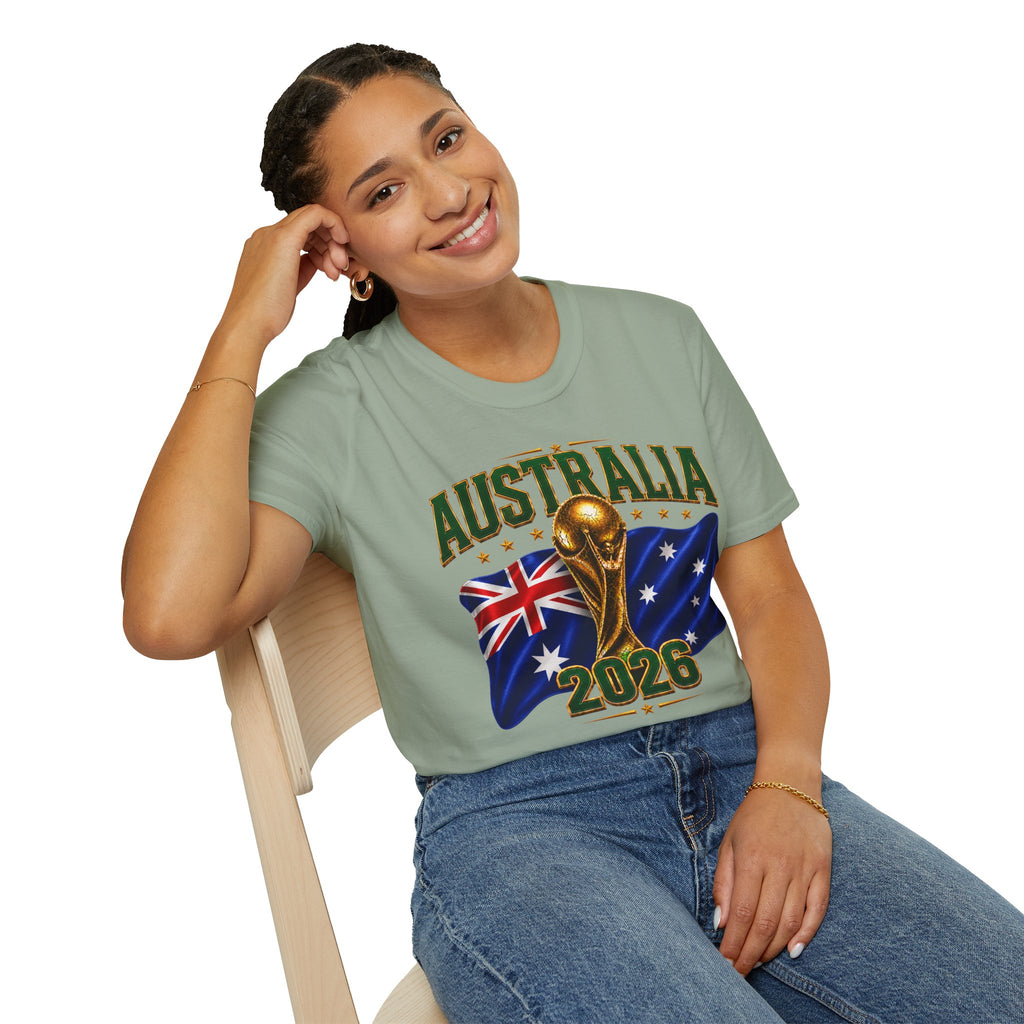Australia 2026 Soccer World Cup T-Shirt — Aussie Flag & Trophy Design