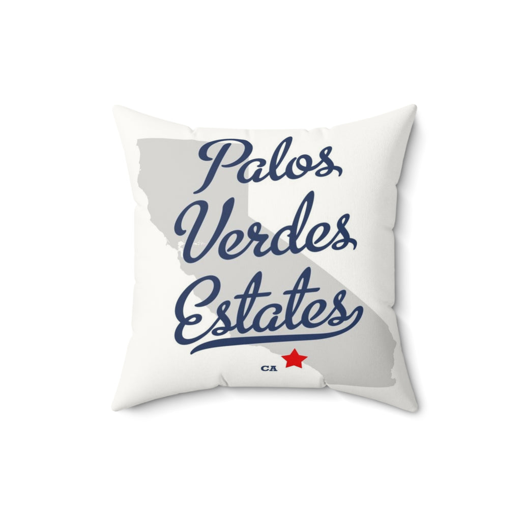Palos Verdes Estates California Map - Faux Suede Square Pillow