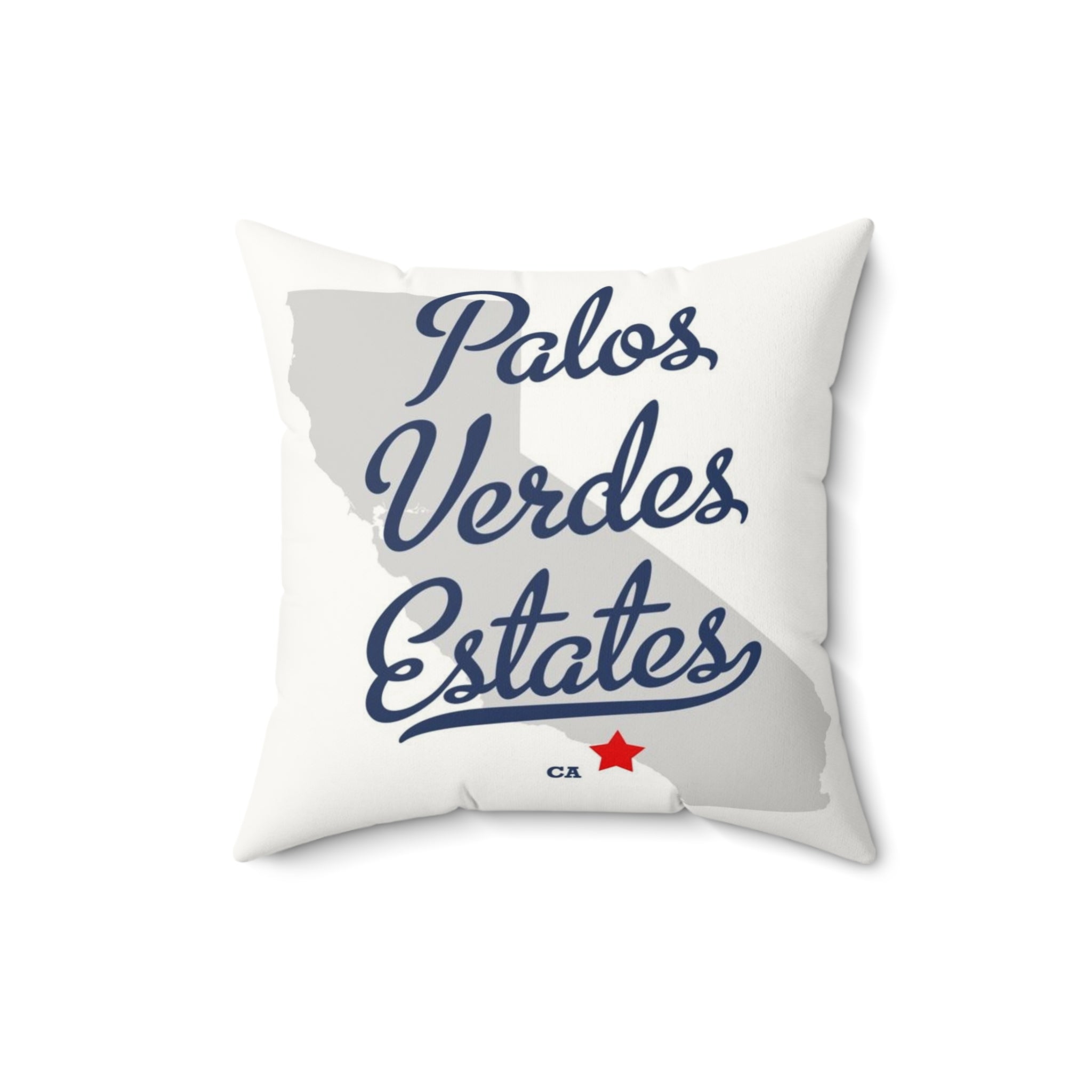 Palos Verdes Estates California Map - Faux Suede Square Pillow