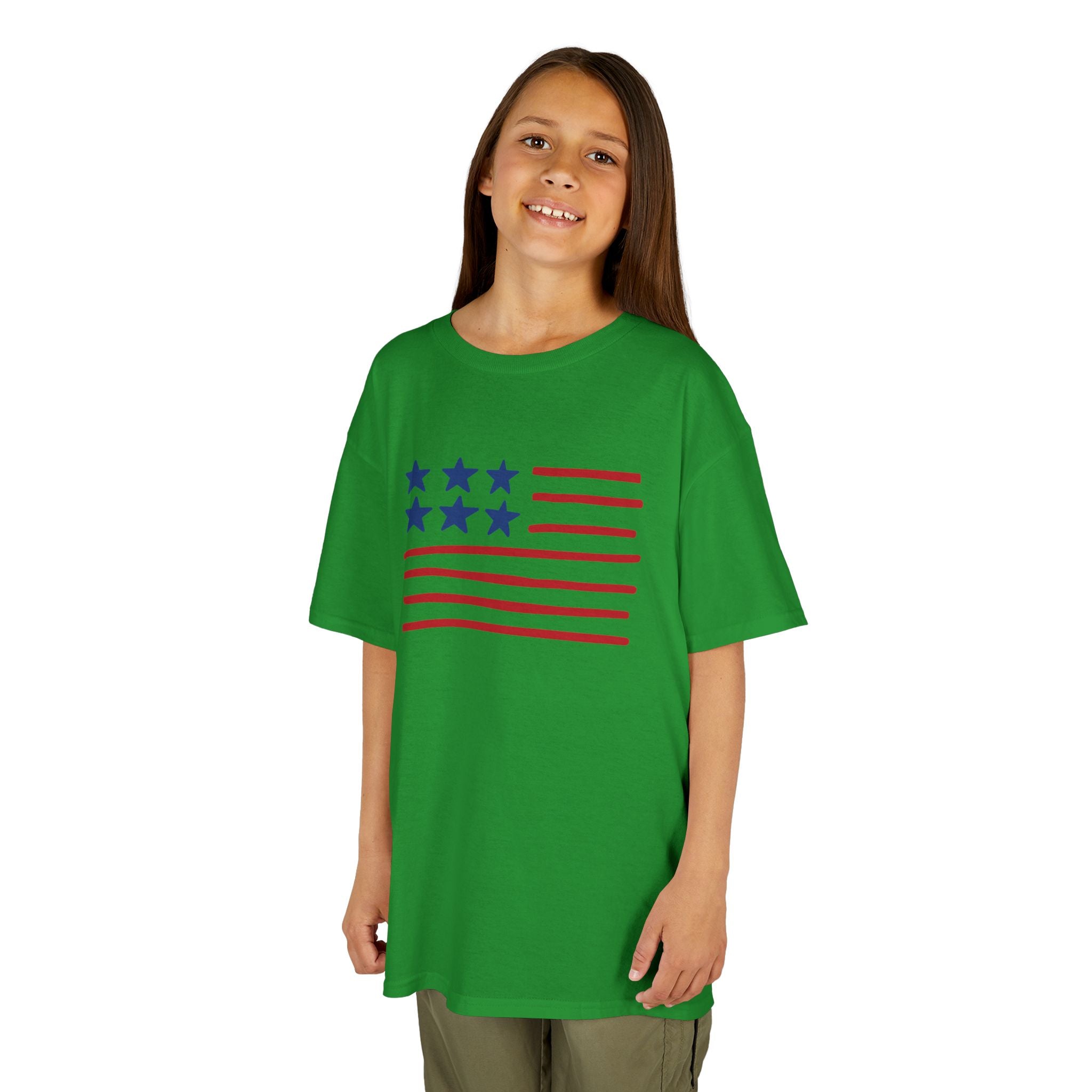 Stars and Stripes  Kids American Flag T-Shirt — Red & Blue Stars Stripe Patriotic Tee