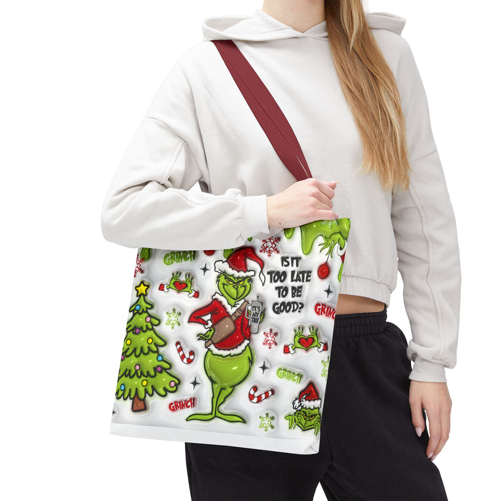Christmas Tote Bag, Holiday Shopping Bag, Grinch Gift, Festive Reusable Bag, Cute Winter Accessory
