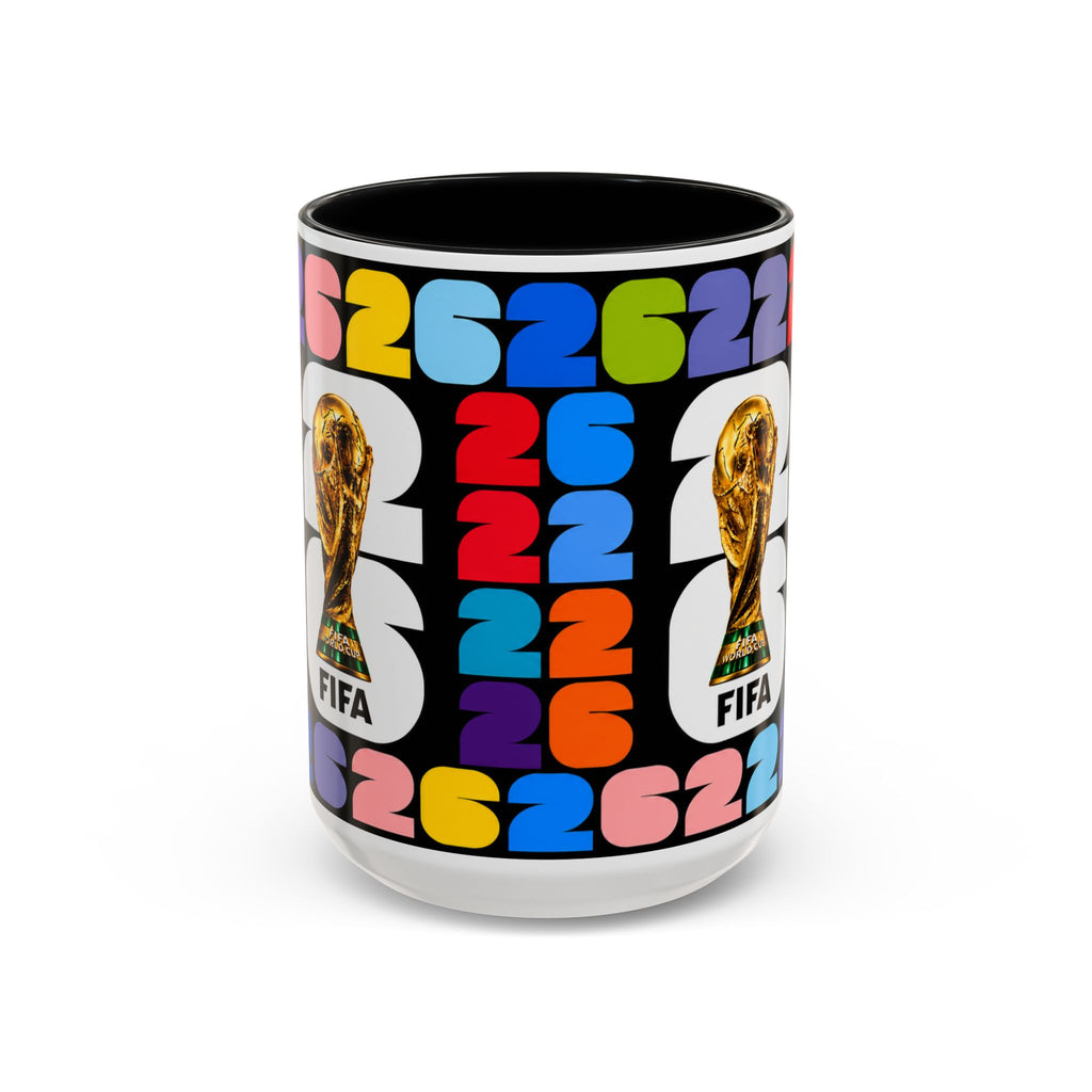 2026 World Cup Accent Coffee Mug – Colorful FIFA Trophy Design (11/15oz)