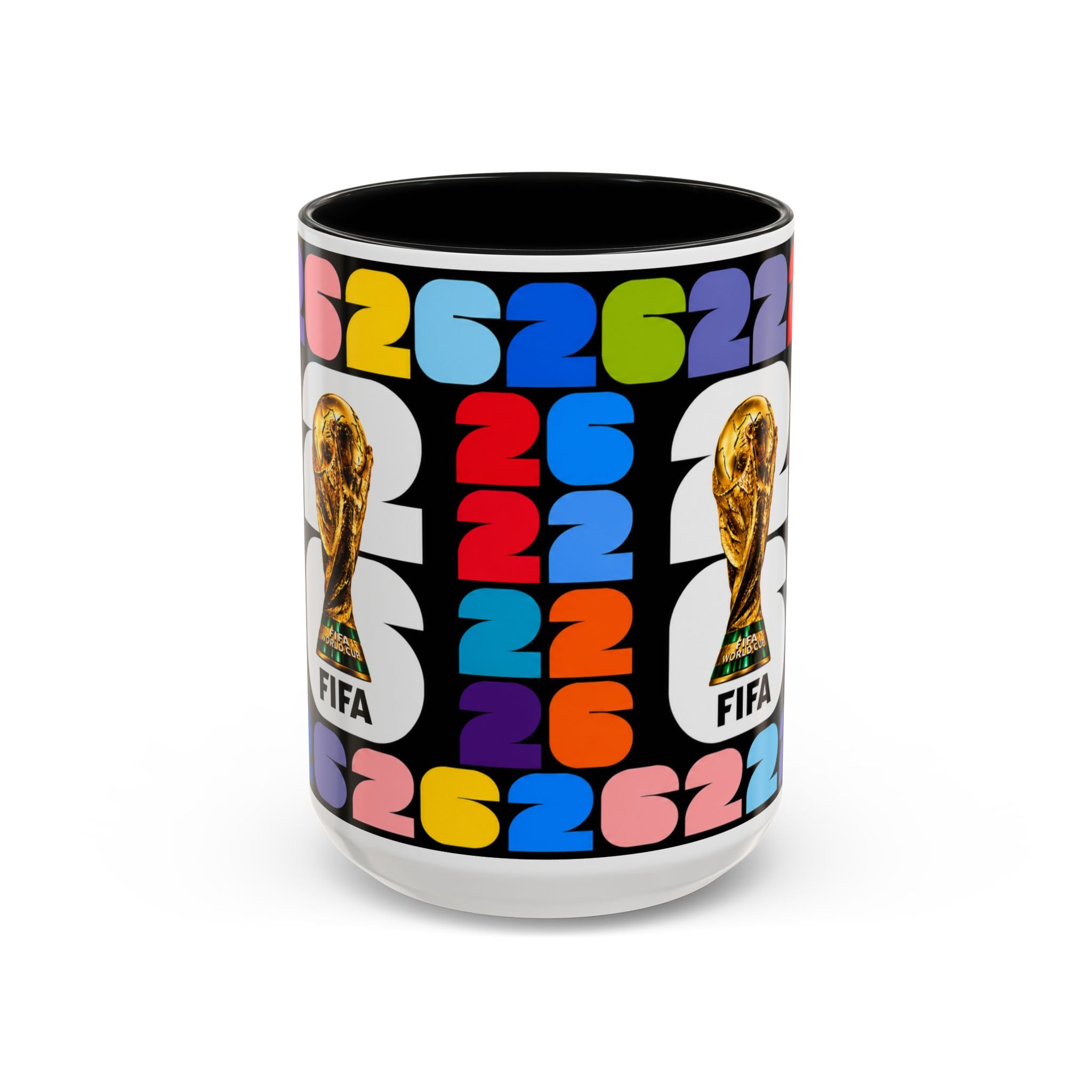 2026 World Cup Accent Coffee Mug – Colorful FIFA Trophy Design (11/15oz)