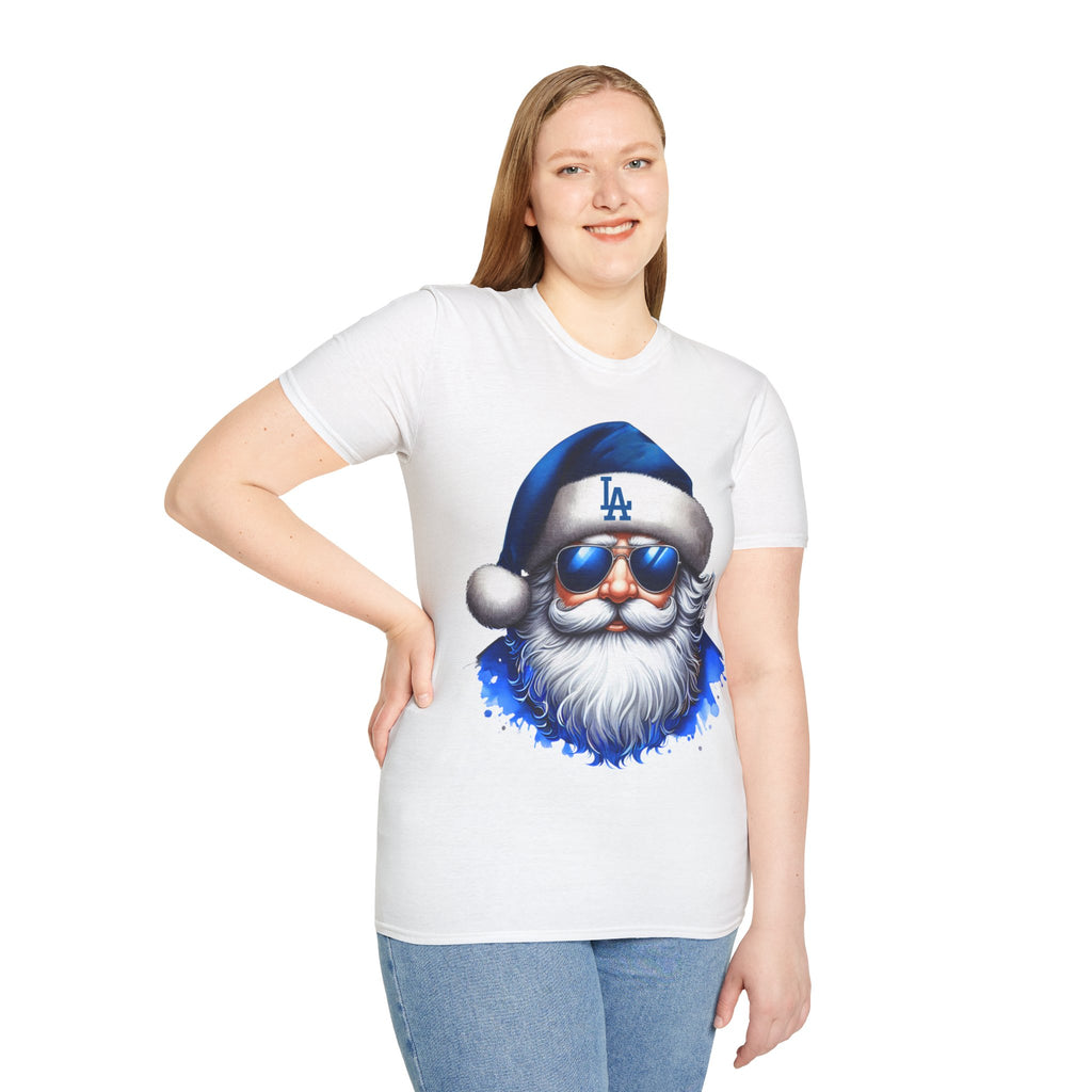 LA Dodgers Blue Santa T-Shirt — Cool Sunglasses Holiday Tee