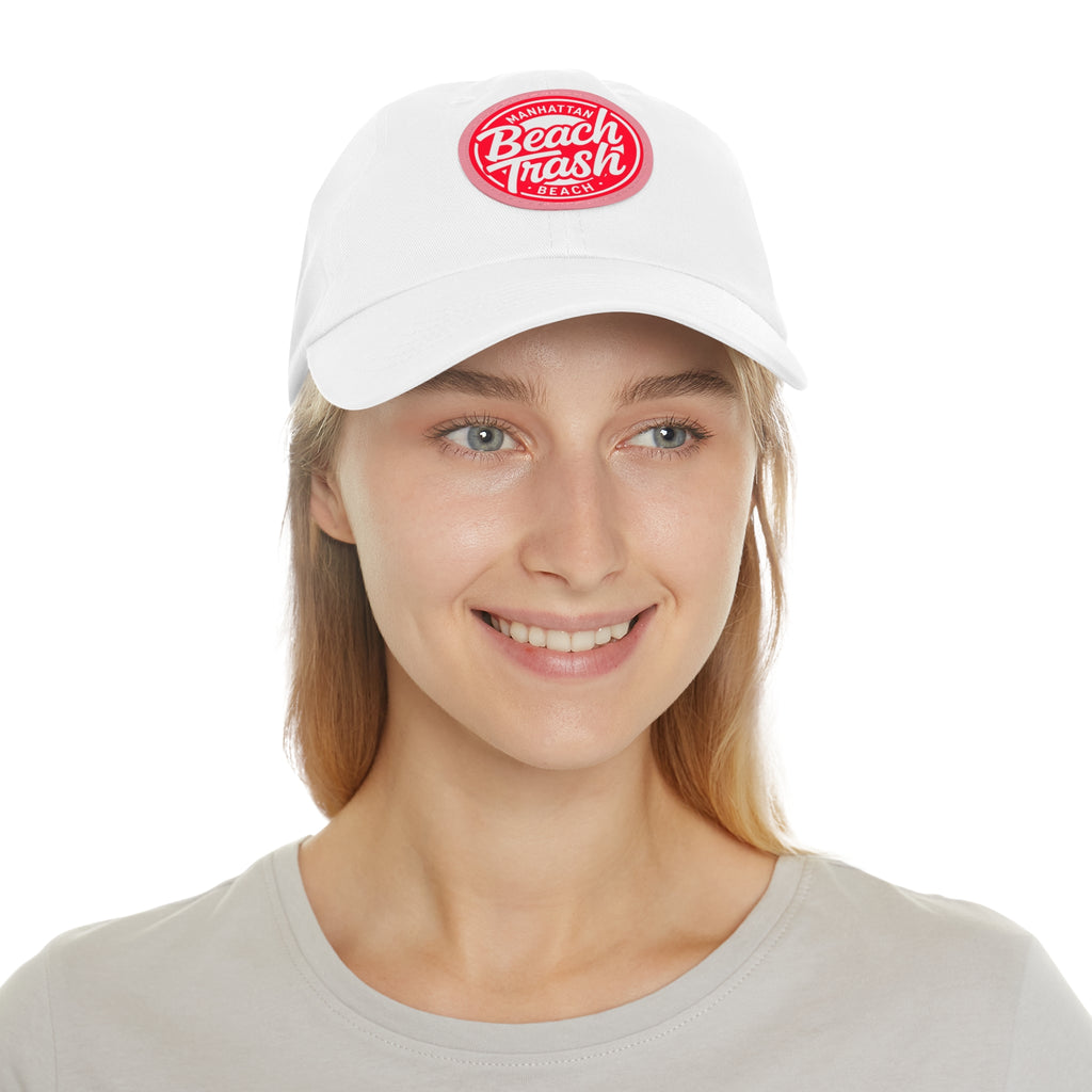 Proud to be Called Beach Trash Manhattan Beach  Leather Patch Dad Hat — Vintage Manhattan Beach Logo