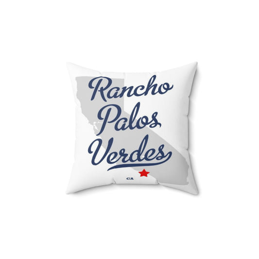 Rancho Palos Verdes California Map - Faux Suede Square Pillow