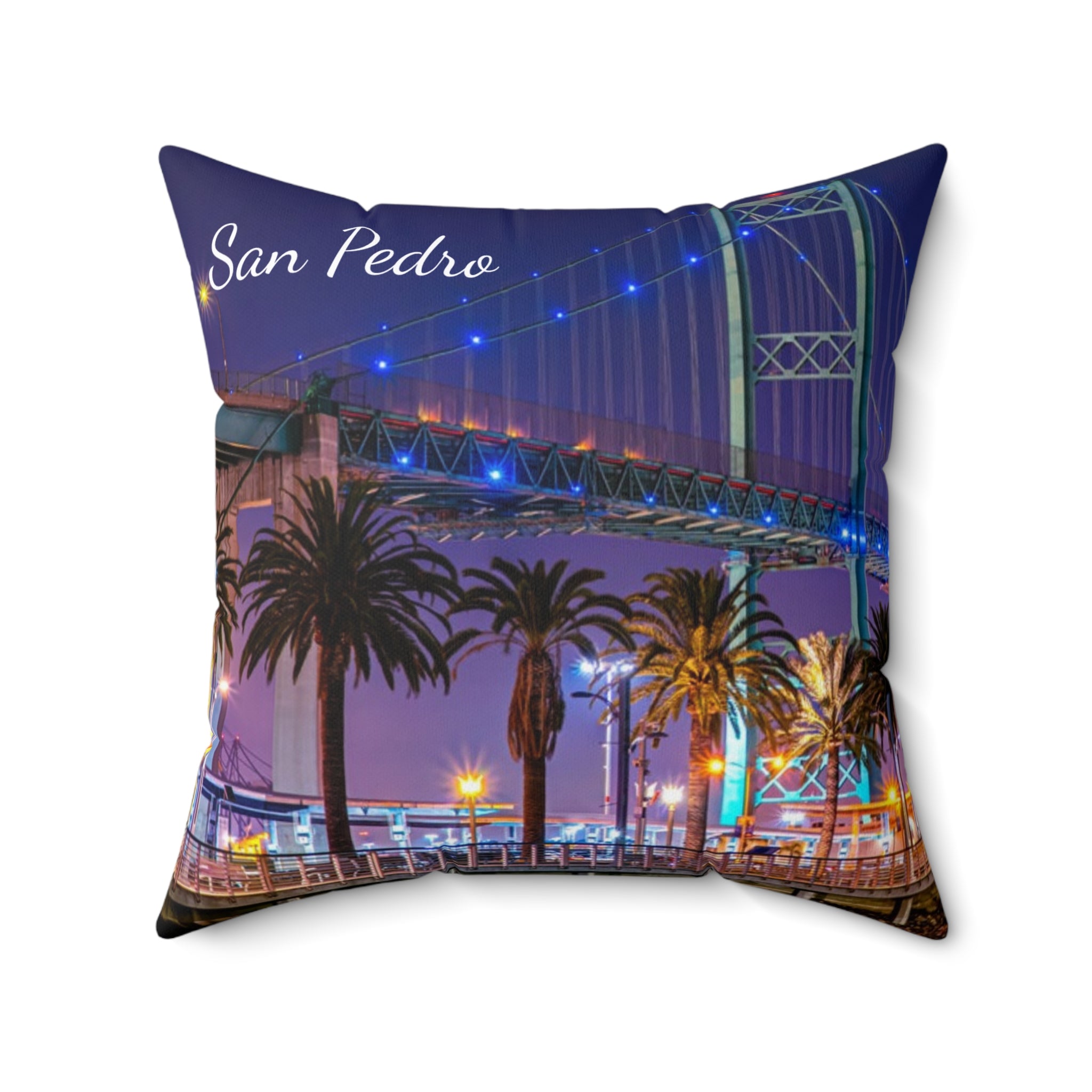 Vincent Thomas Bridge San Pedro California - Spun Polyester Square Pillow