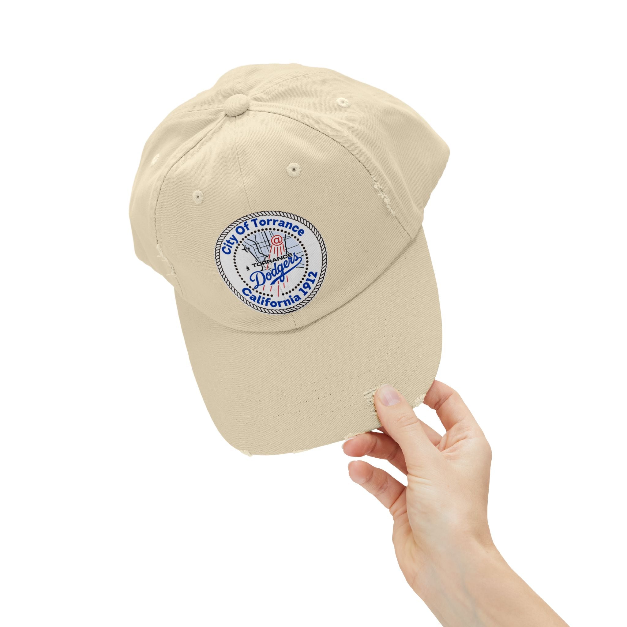 Distressed Baseball Cap with Torrance Dodgers Patch