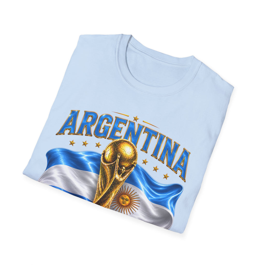 Argentina 2026 World Cup T-Shirt — Golden Trophy & Flag Soccer Fan Tee
