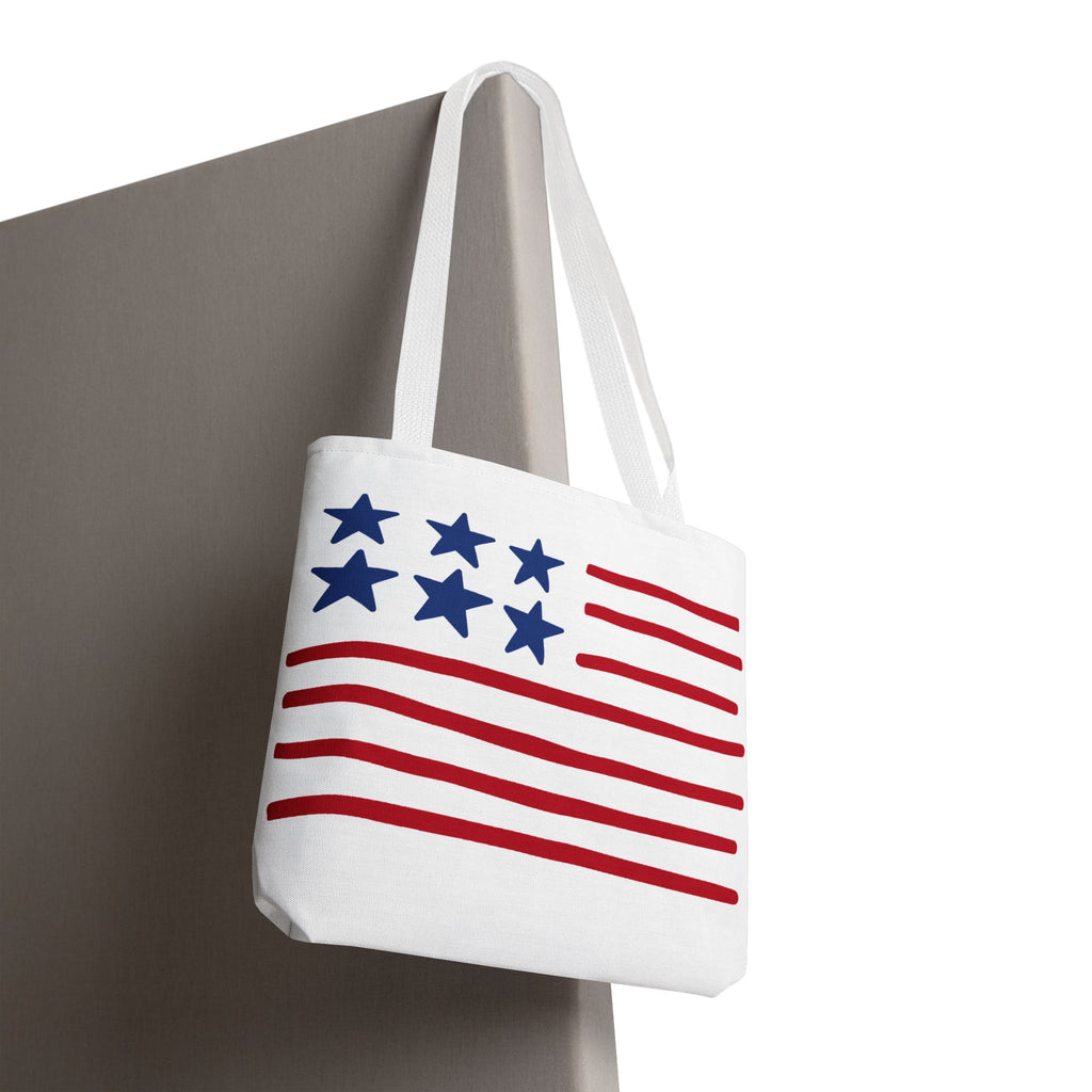 American Flag Stars & Stripes Tote Bag — Patriotic Canvas Beach Grocery Bag