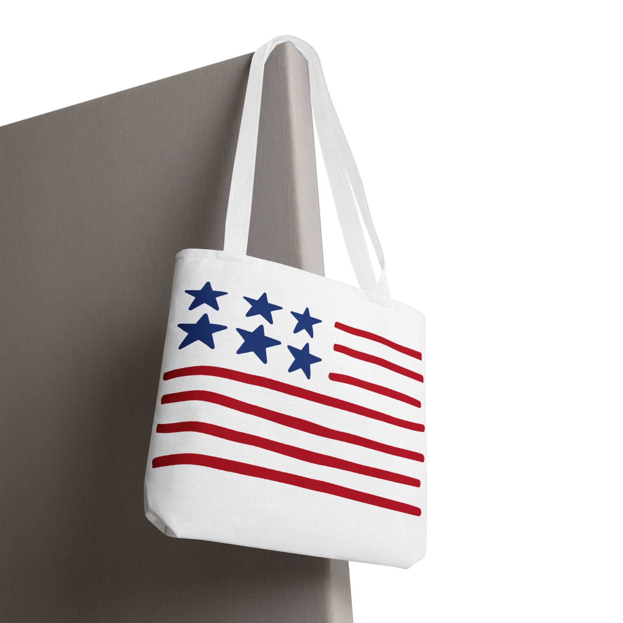 American Flag Stars & Stripes Tote Bag — Patriotic Canvas Beach Grocery Bag