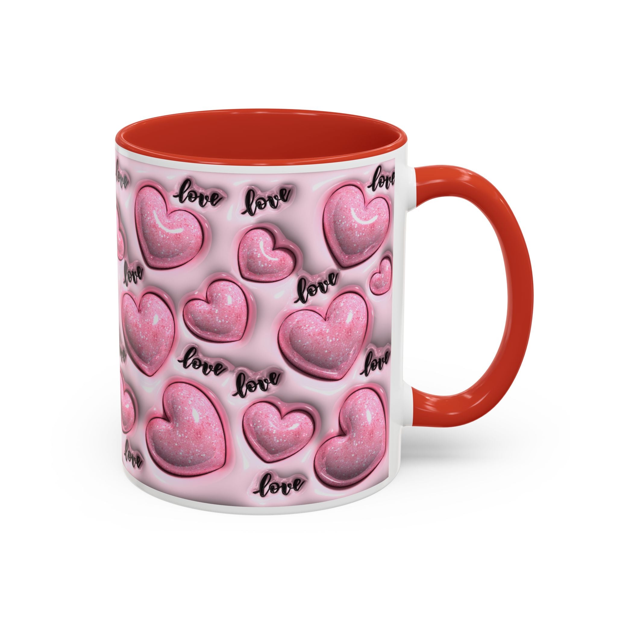 Pink Heart Pattern love Mug | Accent Coffee Mug 11oz 15oz
