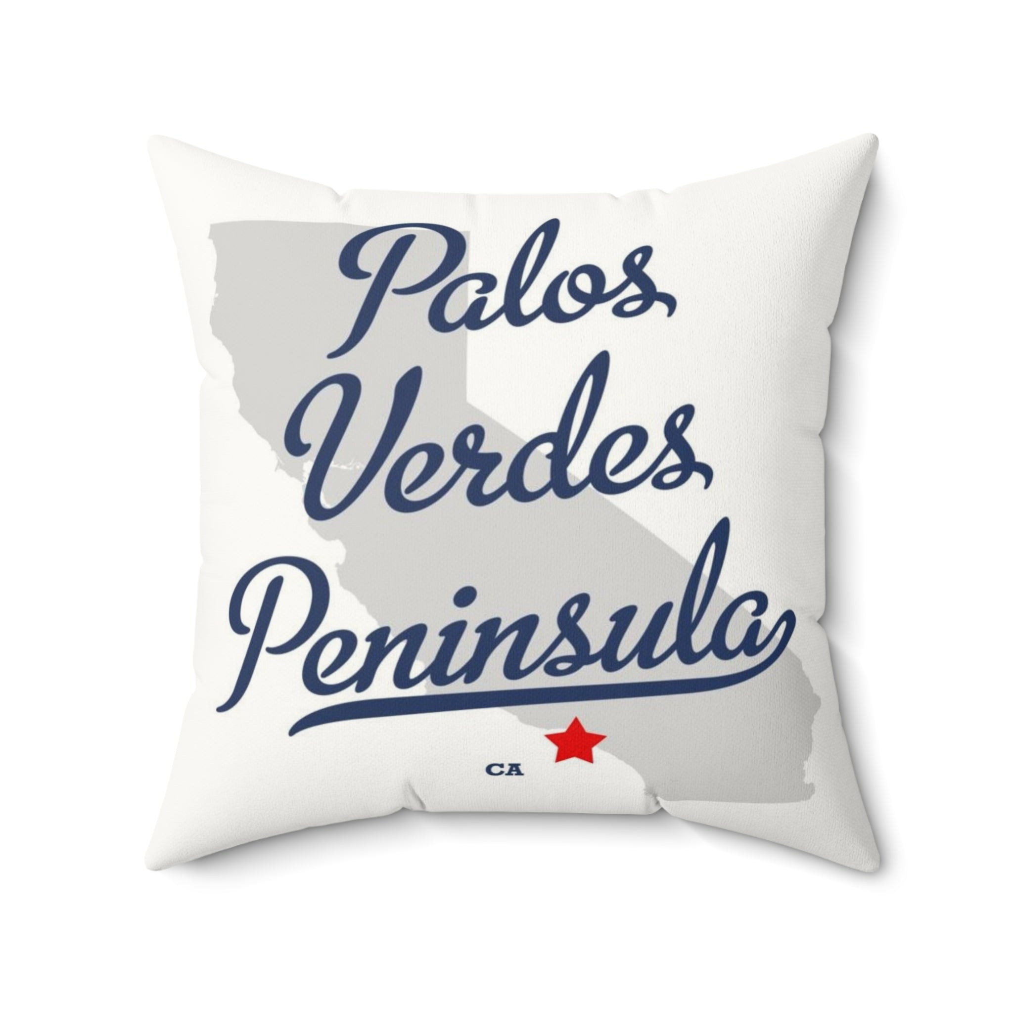 Palos Verdes Peninsula California Map - Faux Suede Square Pillow