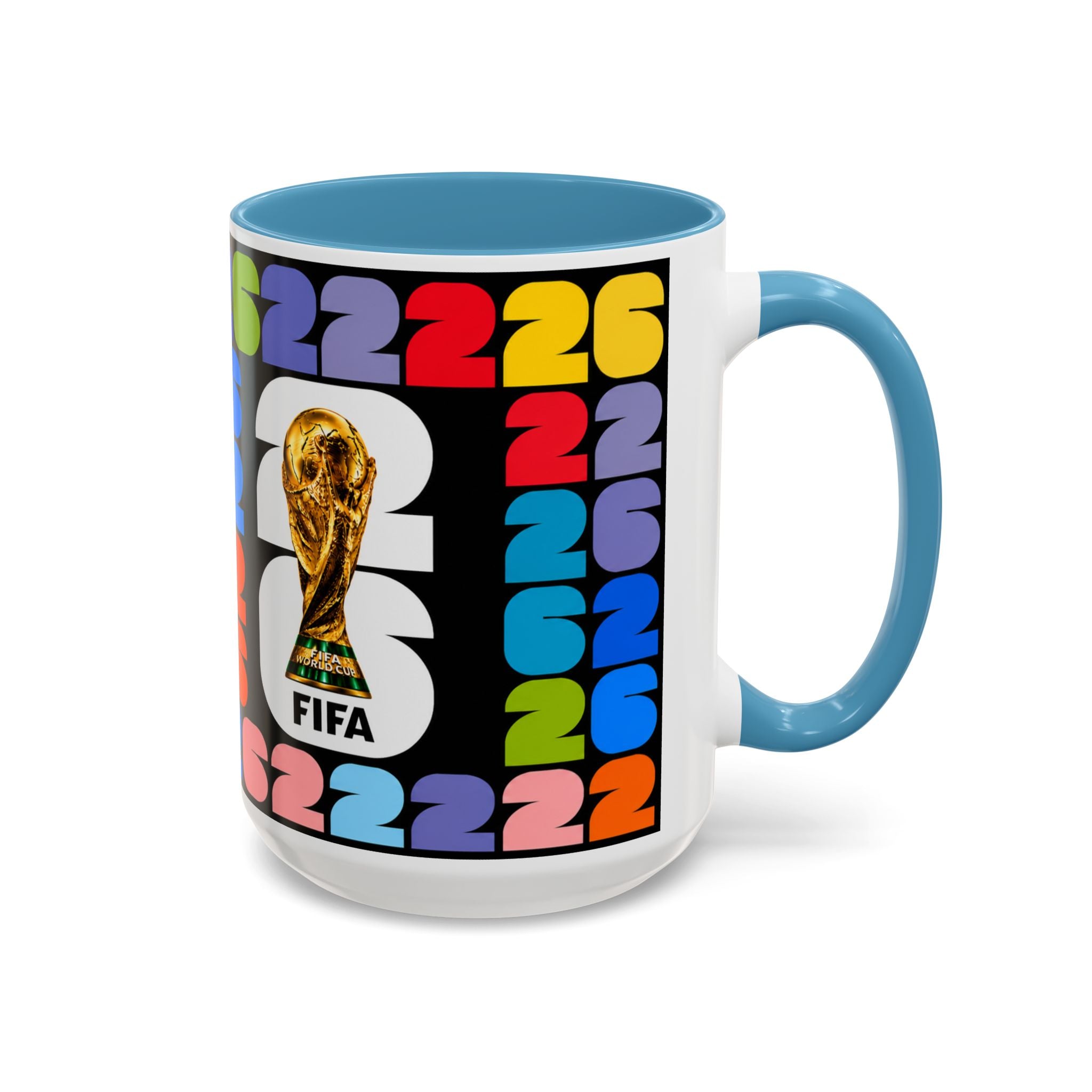 2026 World Cup Accent Coffee Mug – Colorful FIFA Trophy Design (11/15oz)
