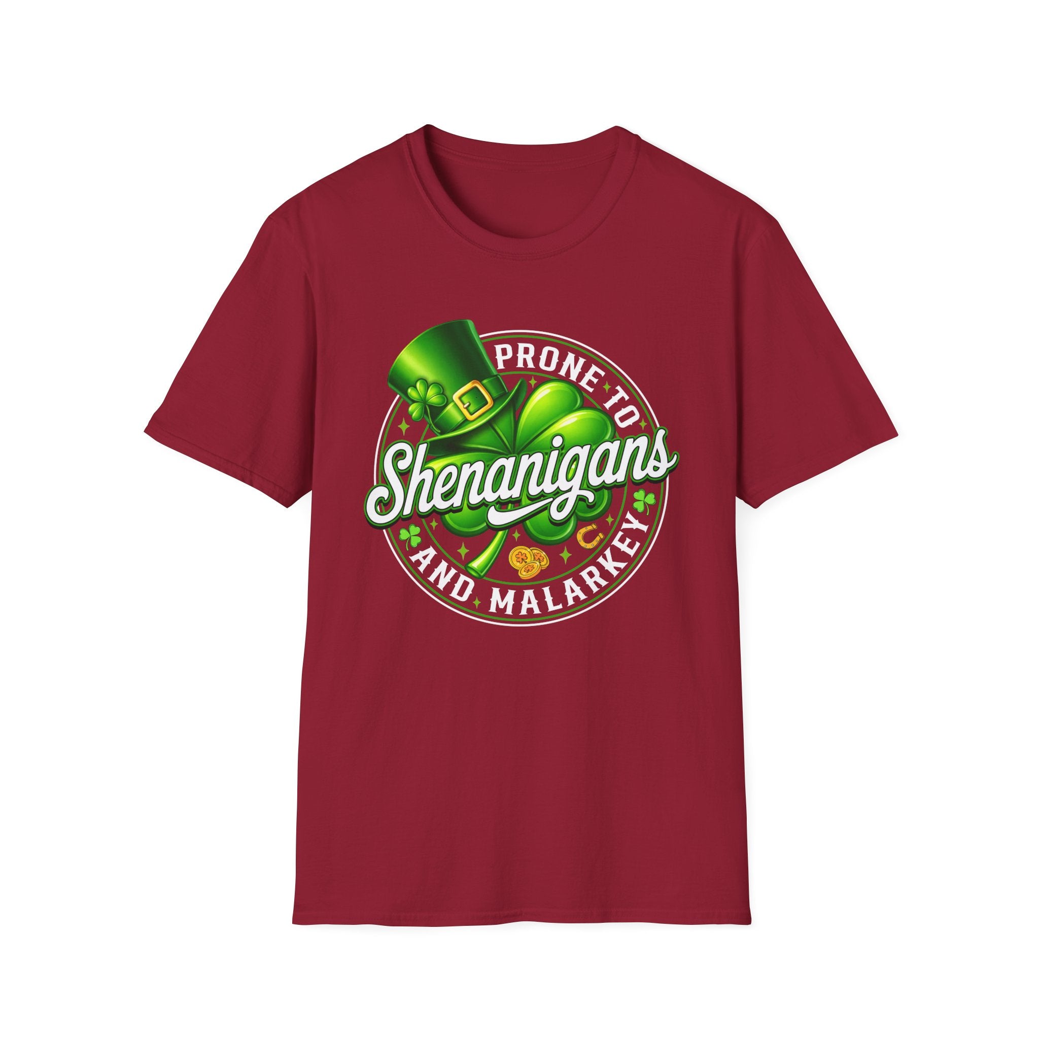 Prone to Shenanigans and Malarkey T-Shirt | St. Patrick's Day Leprechaun Hat Shamrock
