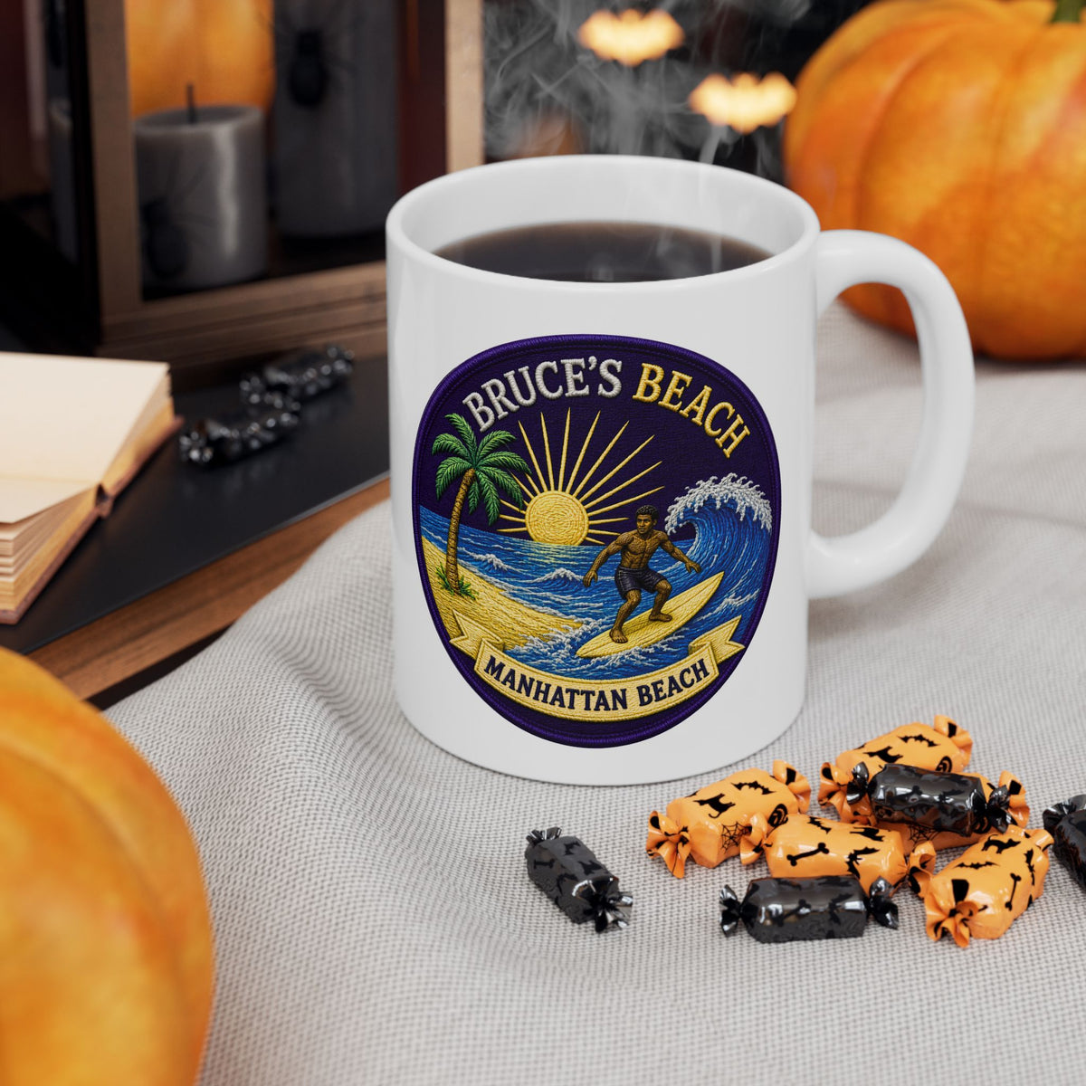 Bruce's Beach Ceramic Mug — Manhattan Beach California & Surf Design (11oz, 15oz)