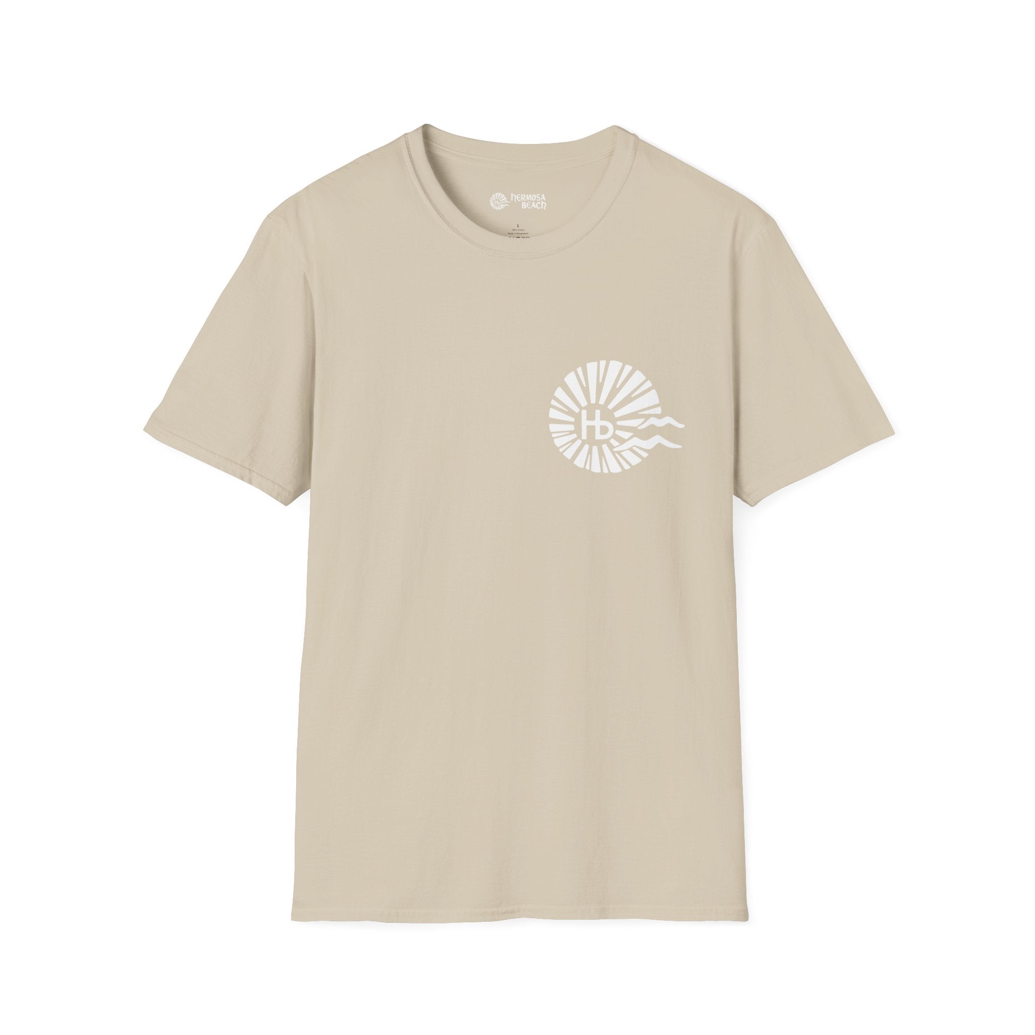 Hermosa Beach Sunburst Wave T-Shirt (printed front back neck) | Hb Minimal Logo Tee