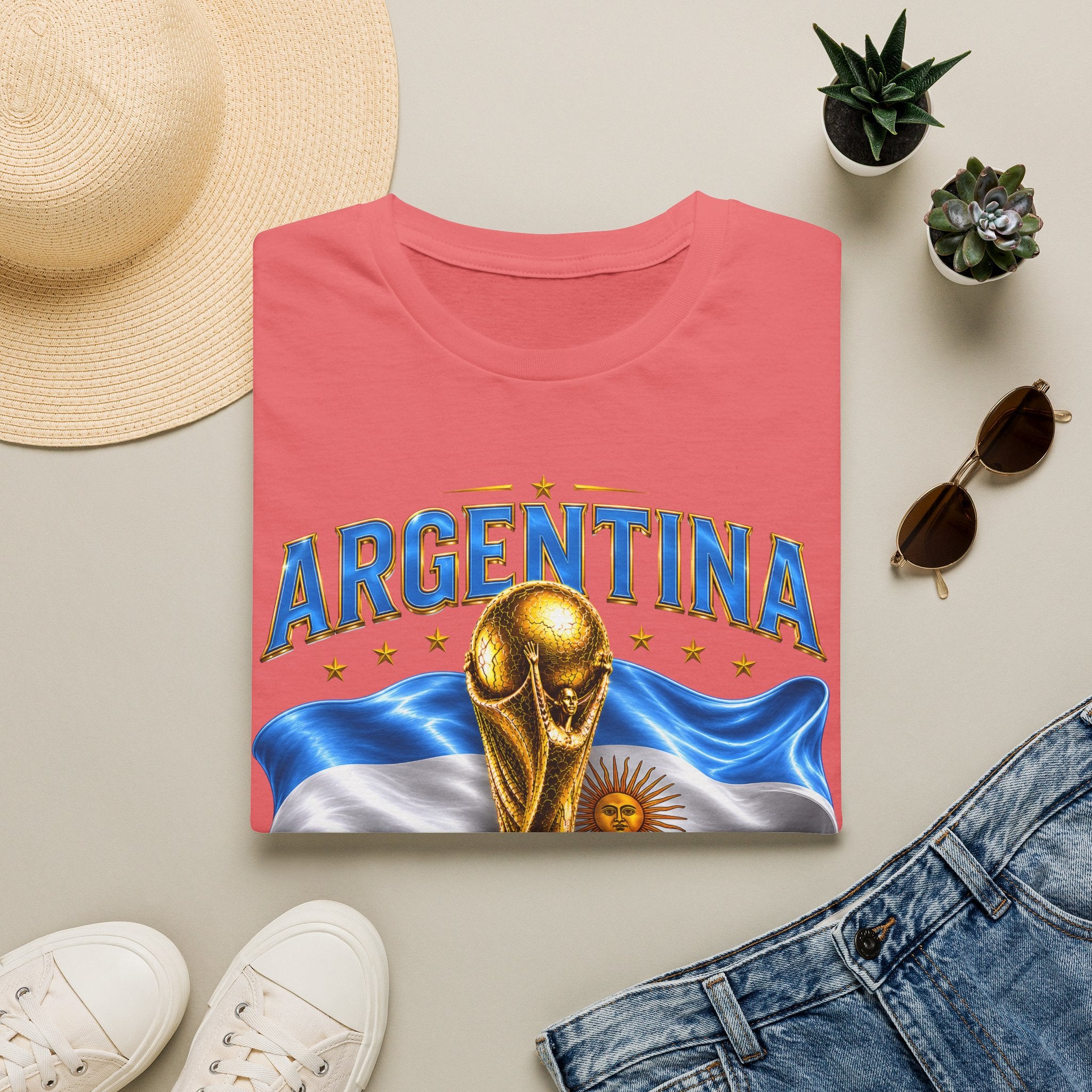 Argentina 2026 World Cup T-Shirt — Golden Trophy & Flag Soccer Fan Tee