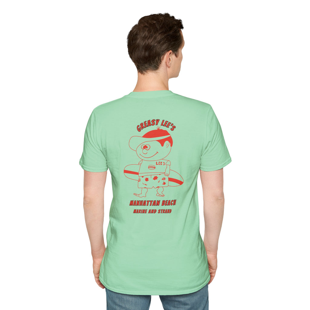 Greasy Lee's Manhattan Beach Old School T-Shirt | Marine and Strand Manhattan Beach Vintage Surf Design
