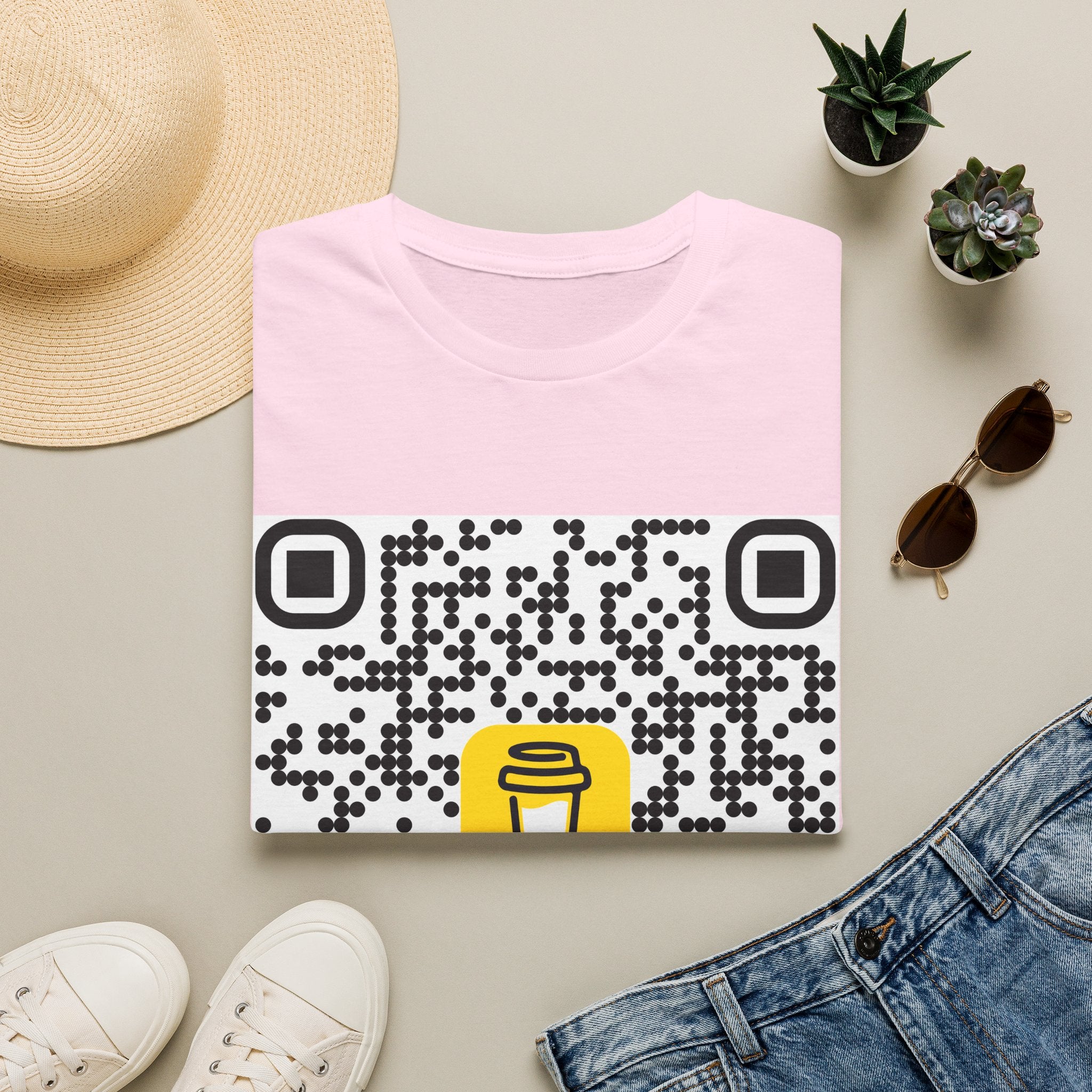 QR Code Coffee Cup T‑Shirt — Scan-to-Order Cafe Tee