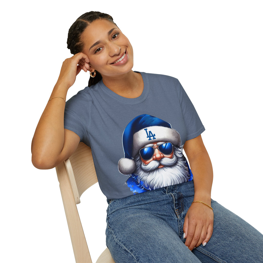LA Dodgers Blue Santa T-Shirt — Cool Sunglasses Holiday Tee