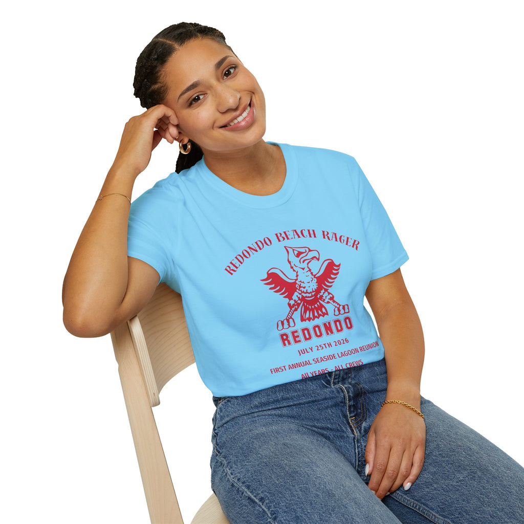 Redondo Beach Rager T-Shirt — Vintage School Spirit Graphic Tee - First Annual All Class Reunion 7-25-26 at Seaside Lagoon Redondo Beach