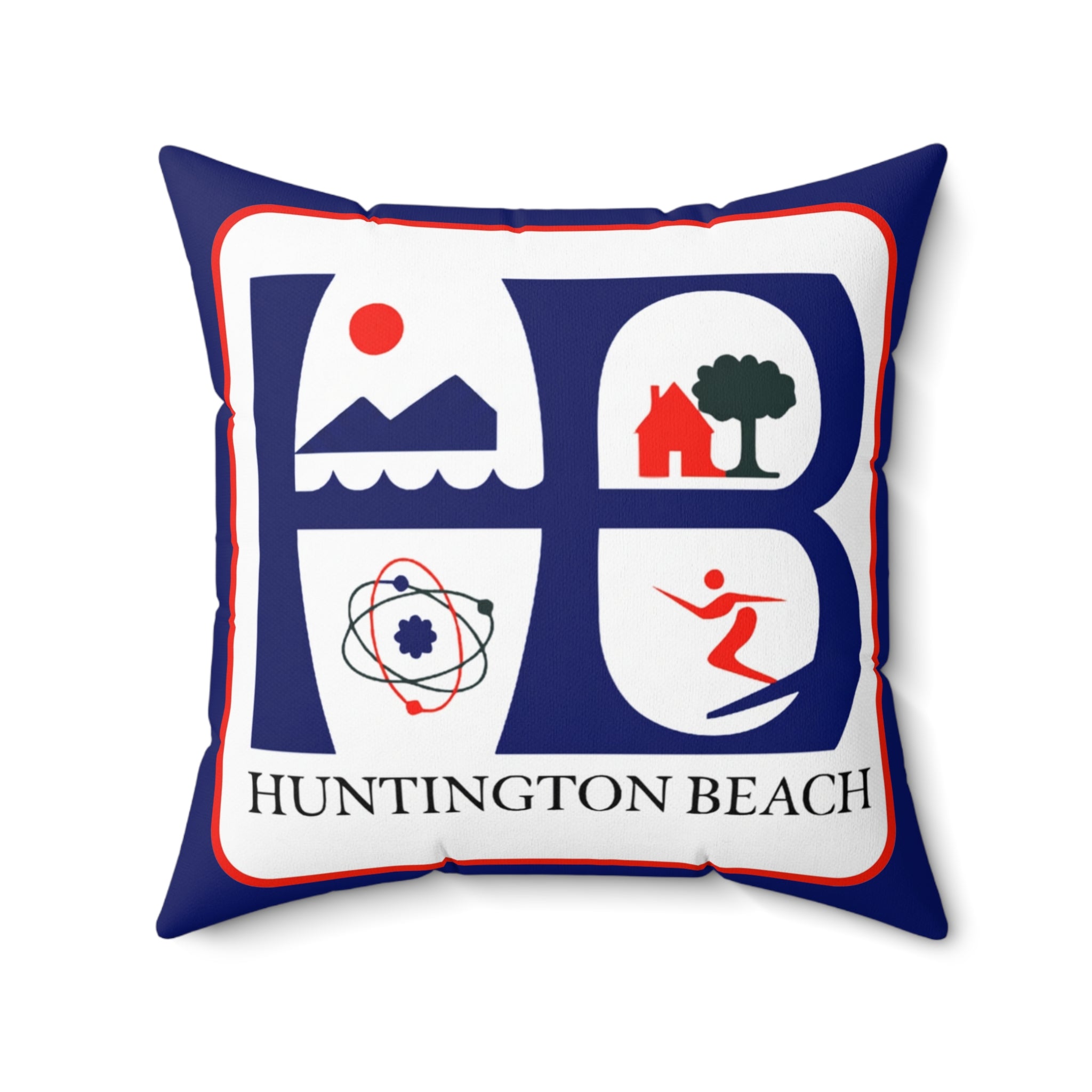 Huntington Beach Icon Pillow — Coastal Surf & Community Decorative Throw Pillow