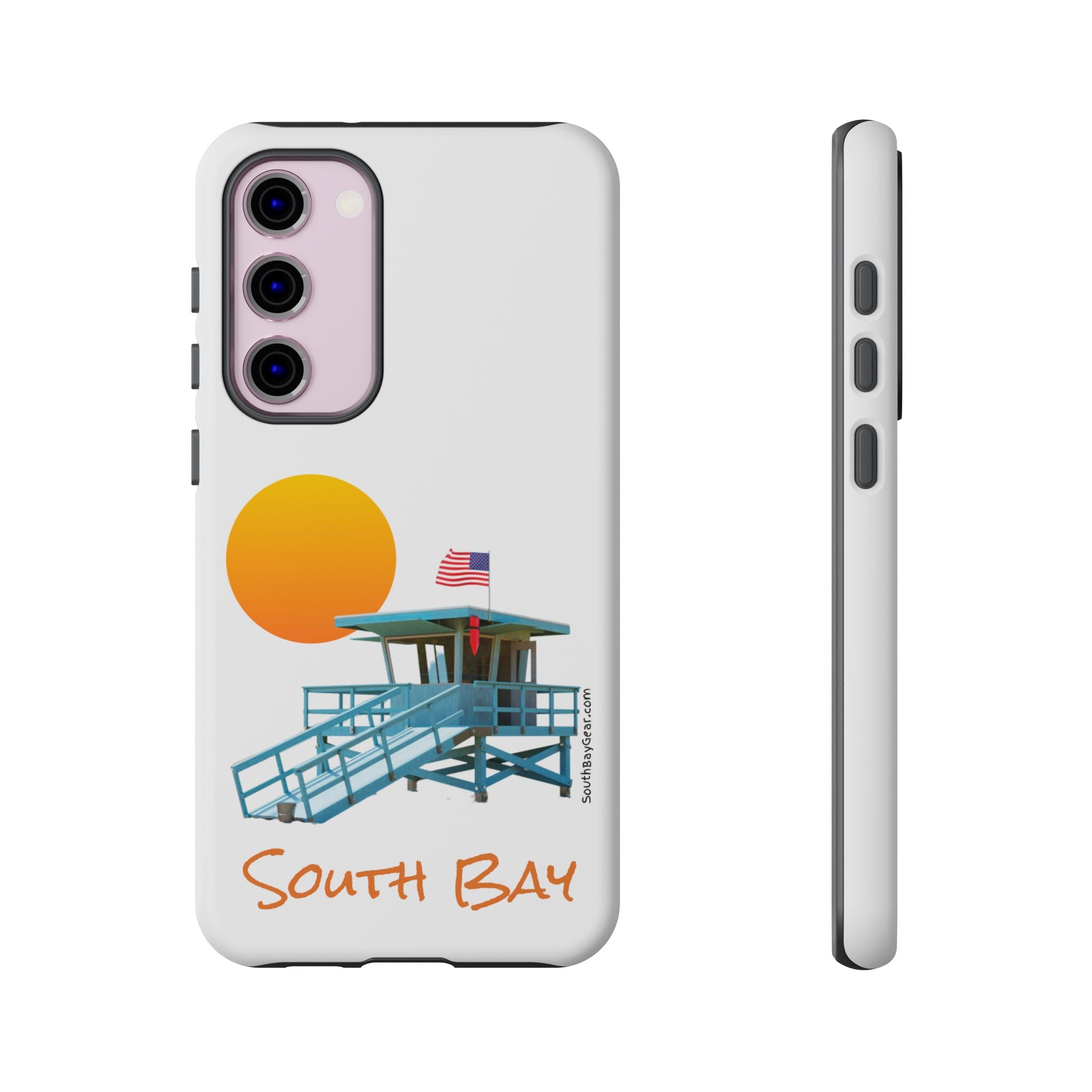 South Bay Lifeguard Stand with American Flag Tough Phone Cases
