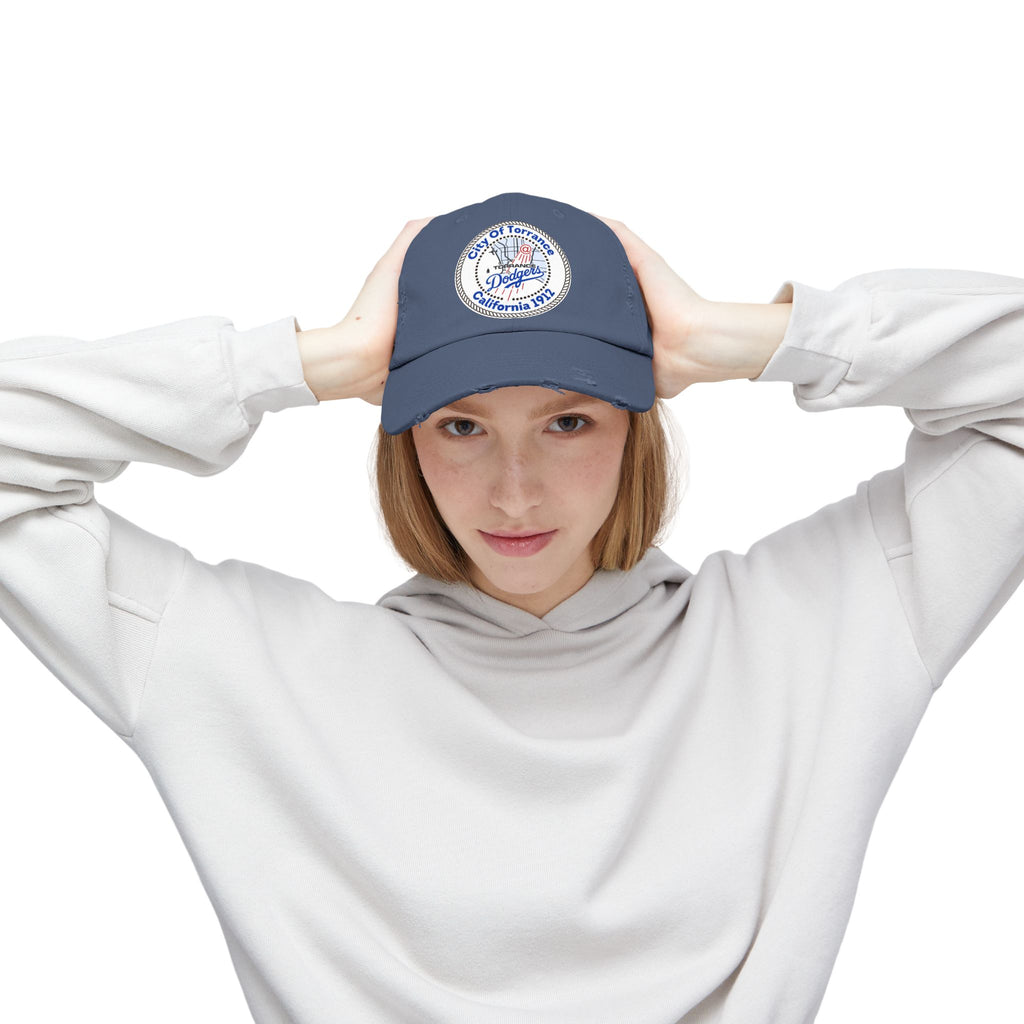 Distressed Baseball Cap with Torrance Dodgers Patch