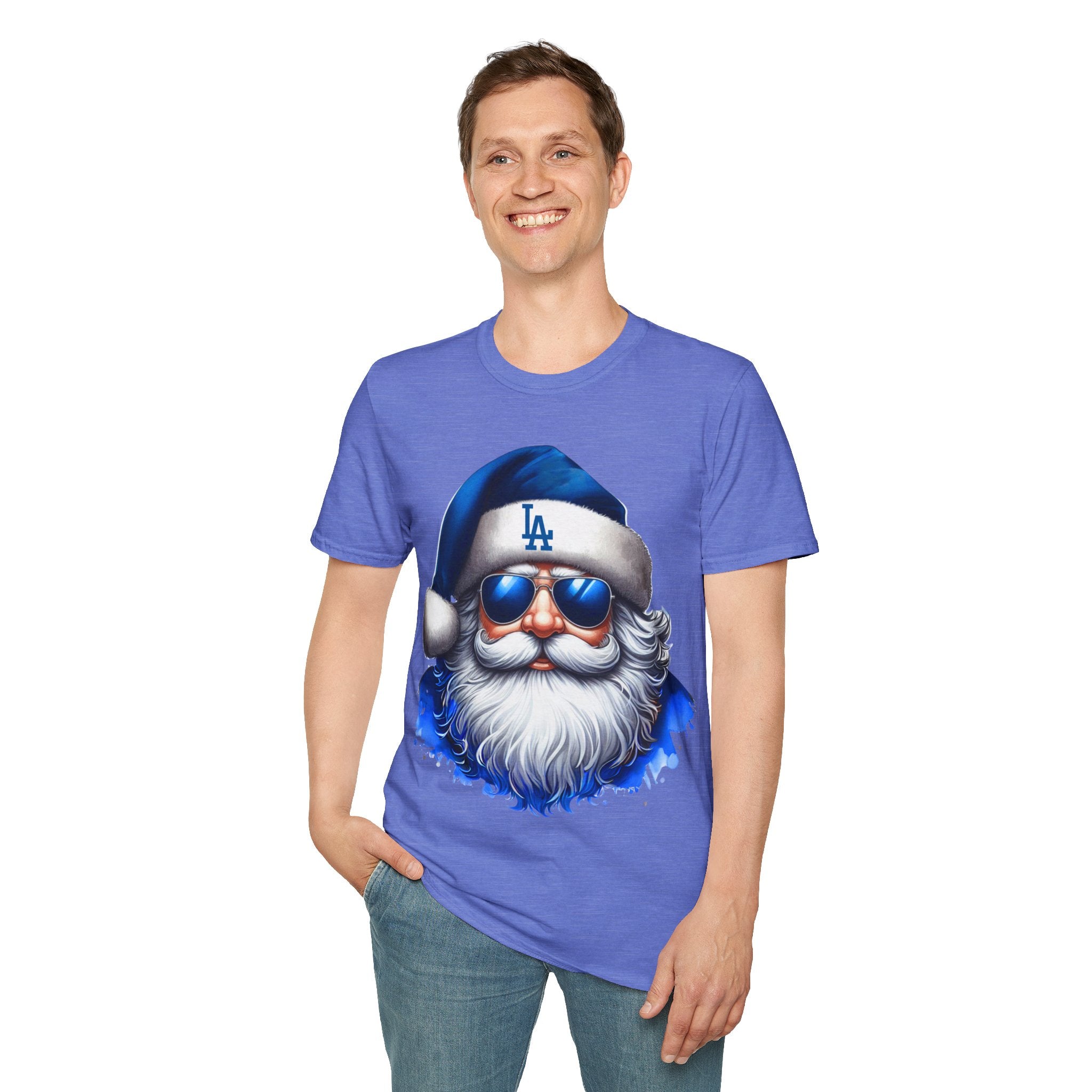 LA Dodgers Blue Santa T-Shirt — Cool Sunglasses Holiday Tee