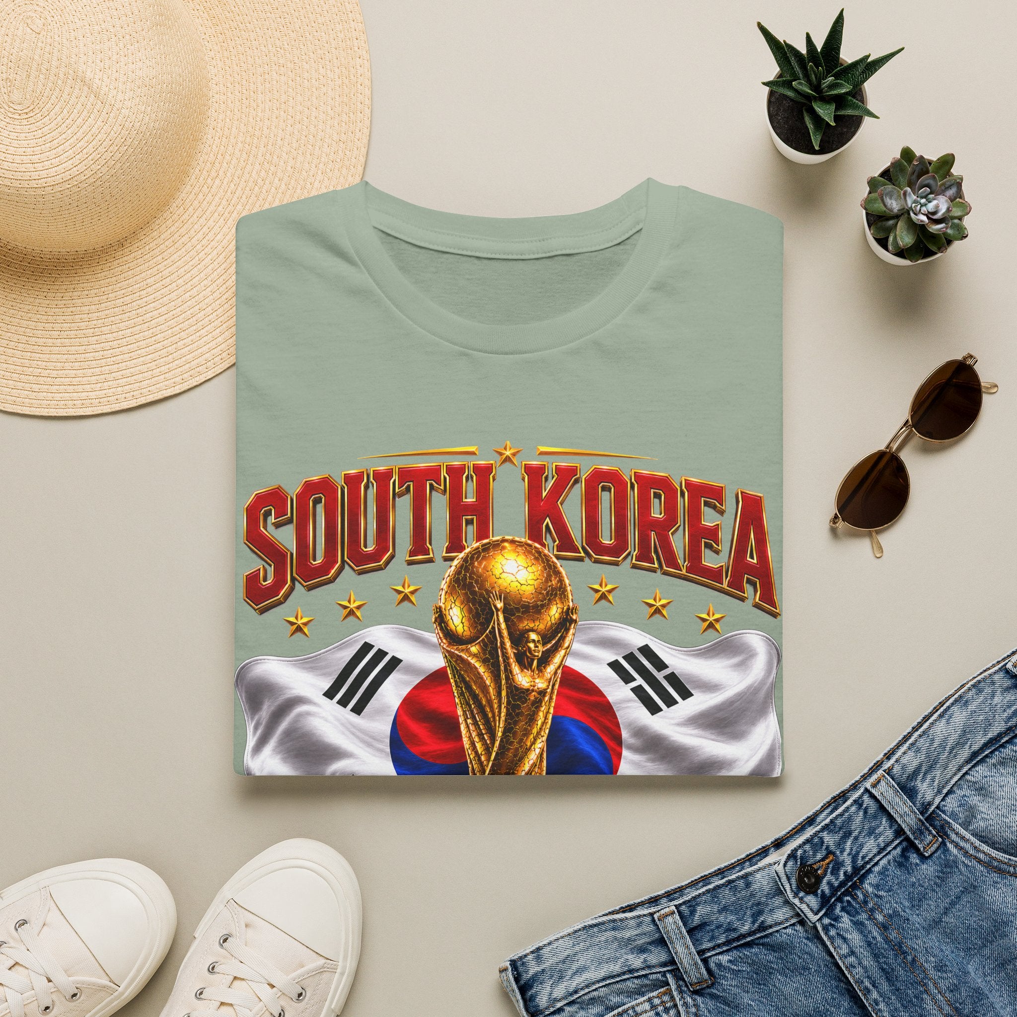 South Korea 2026 Soccer World Cup T-Shirt — Korean Flag & Trophy Football Fan Tee