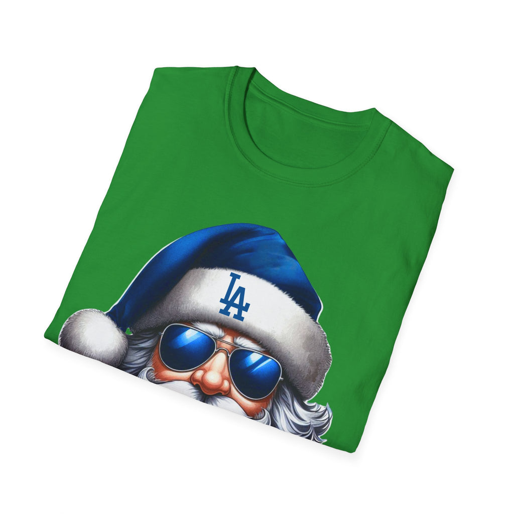 Blue Los Angeles Doyers Santa Tee | Santa Hat Graphic T-Shirt #Doyers