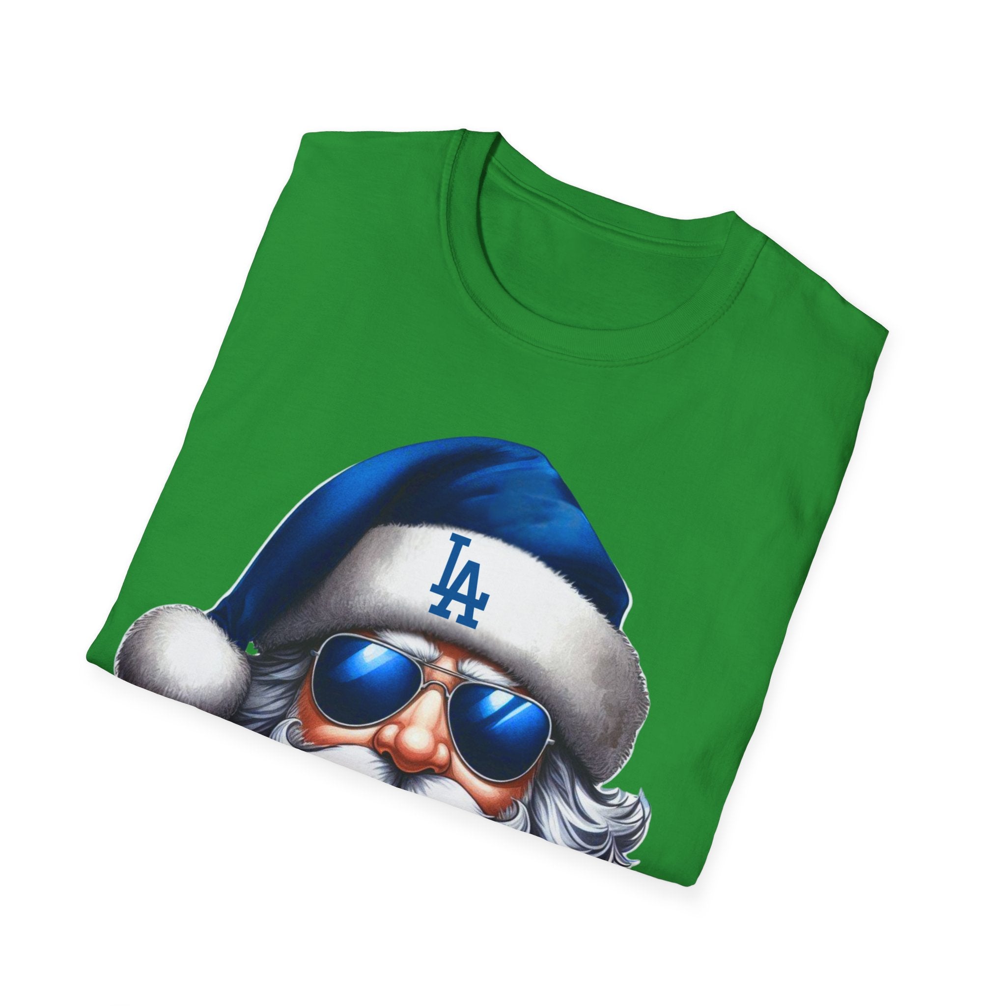 Blue Los Angeles Doyers Santa Tee | Santa Hat Graphic T-Shirt #Doyers